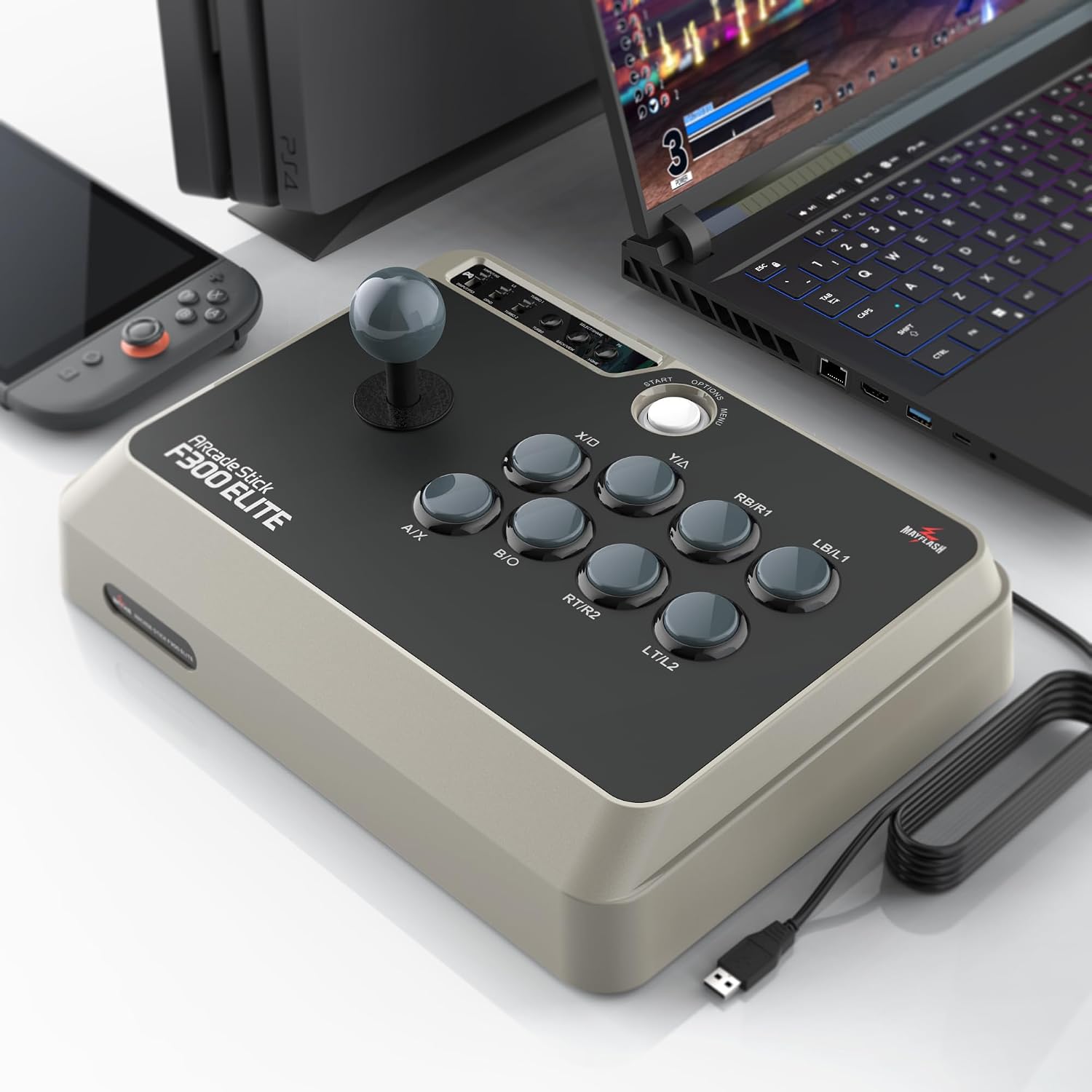 MAYFLASH Arcade Stick F300 Elite with Sanwa Buttons and Sanwa Joysticks for Switch/Switch 2, Xbox Series S/X, Xbox One, PS4, PS3, Windows, macOS