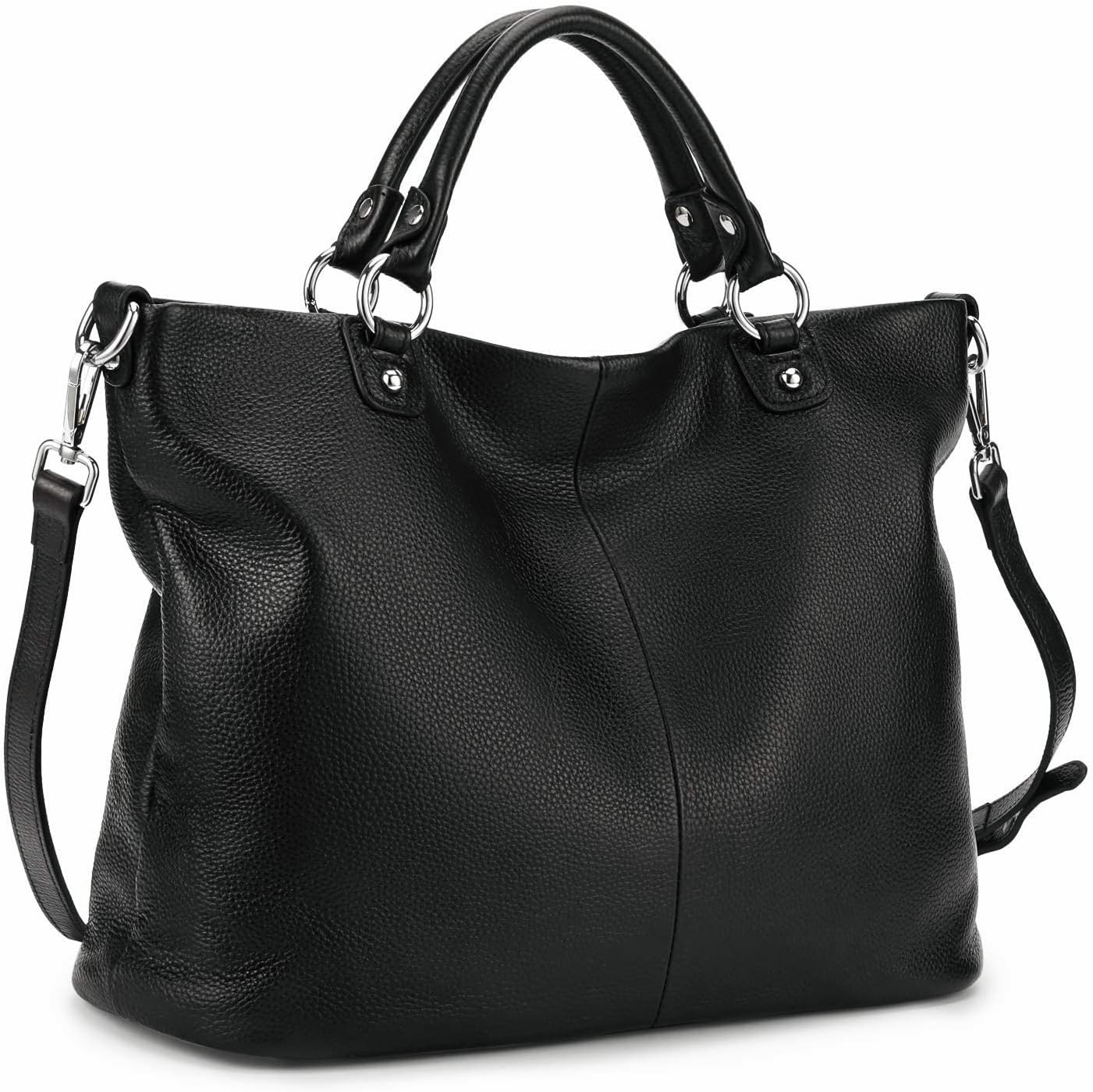 Kattee Genuine Leather Tote Purse for Women, Top Handle Satchel | Soft genuine leather tote with roomy storage and versatile carry for work, shopping, and travel.