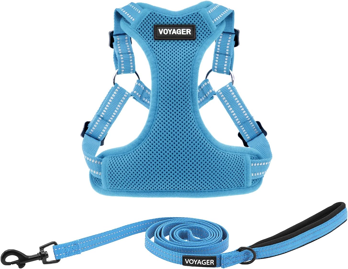 Voyager Step-in Flex Adjustable Dog Harness - Black, Medium | 17 - 21" in Chest, Fully Adjustable, Reflective Bands, All Weather Breathable Air Mesh, Lightweight, Fast Drying