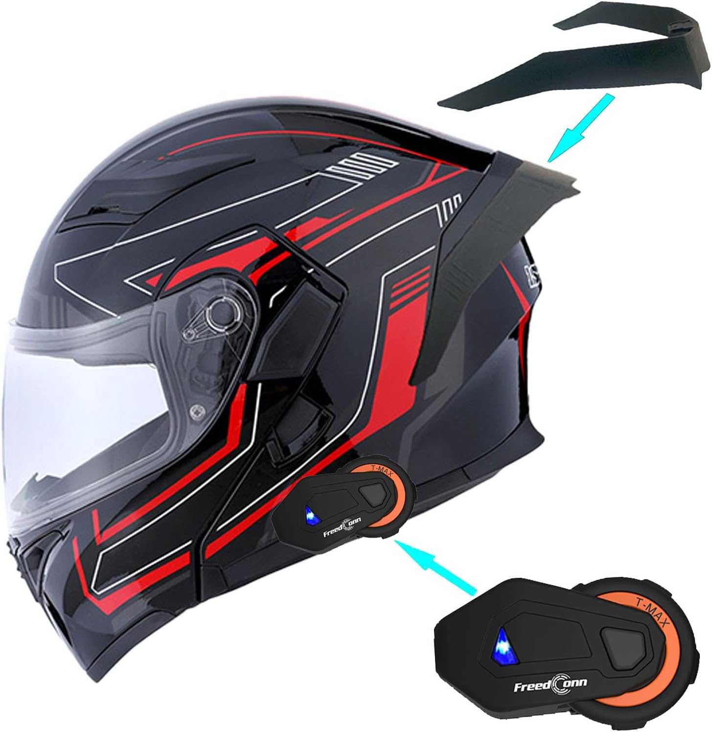1Storm Motorcycle Modular Full Face Helmet Flip up Dual Visor Sun Shield: HB89