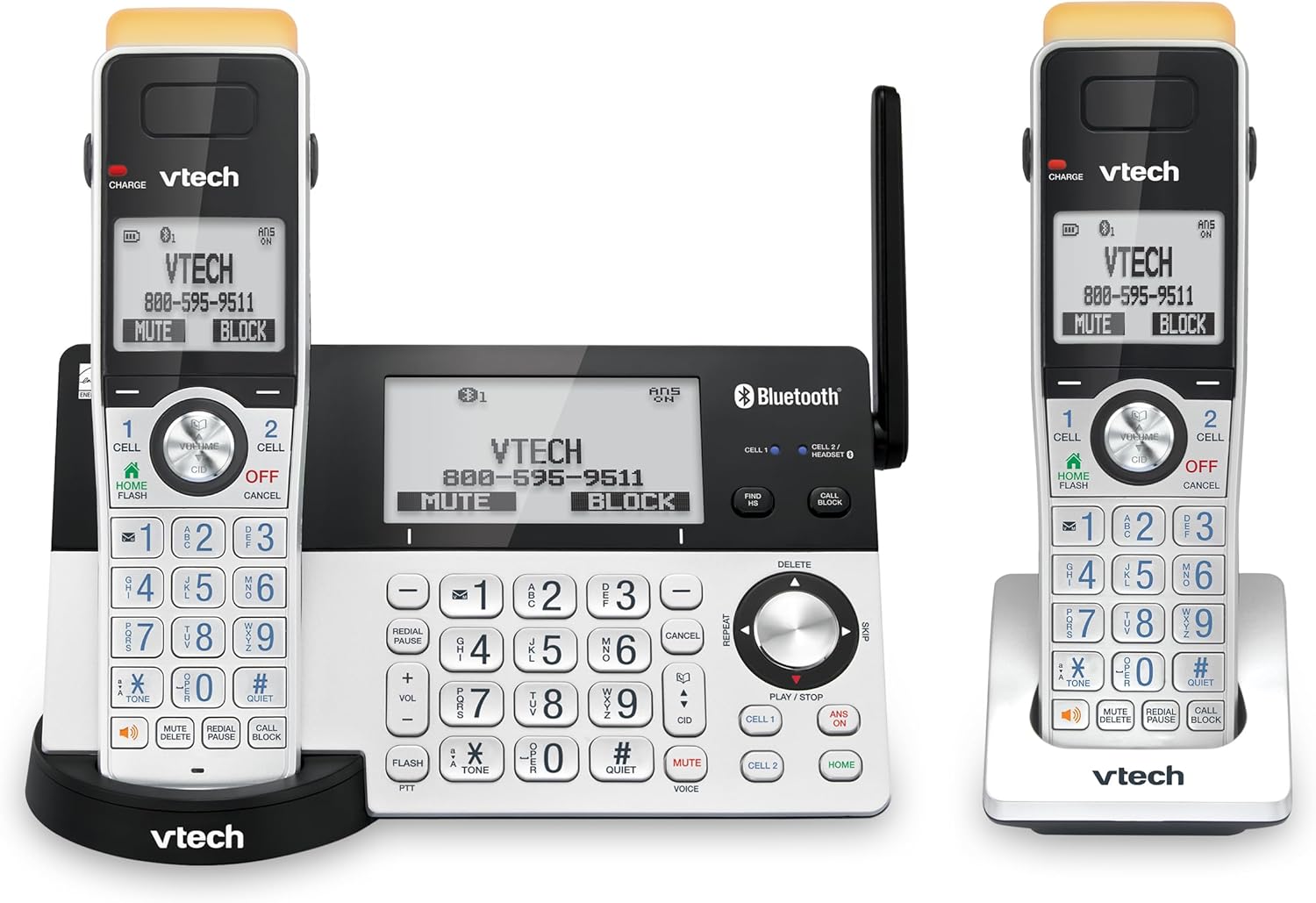 VTech IS8151-5 Super Long Range 5 Handset DECT 6.0 Cordless Phone for Home with Answering Machine, 2300 ft Range, Call Blocking, Bluetooth