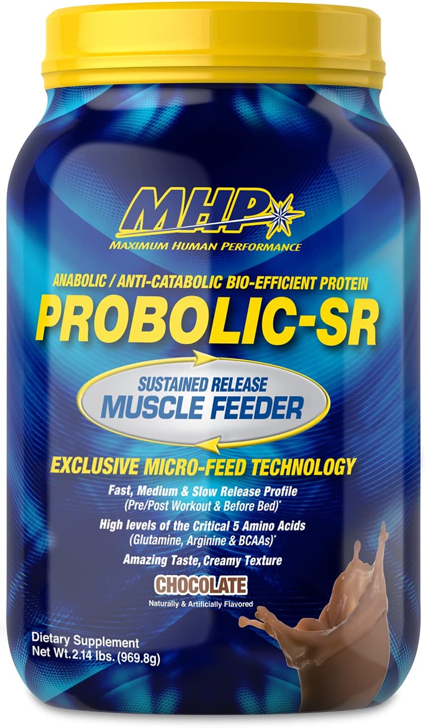 Maximum Human Performance Probolic-SR Sustained Release Protein Powder, 24g Protein, BCAAs, Glutamine, Arginine, Pre-Workout, Post-Workout