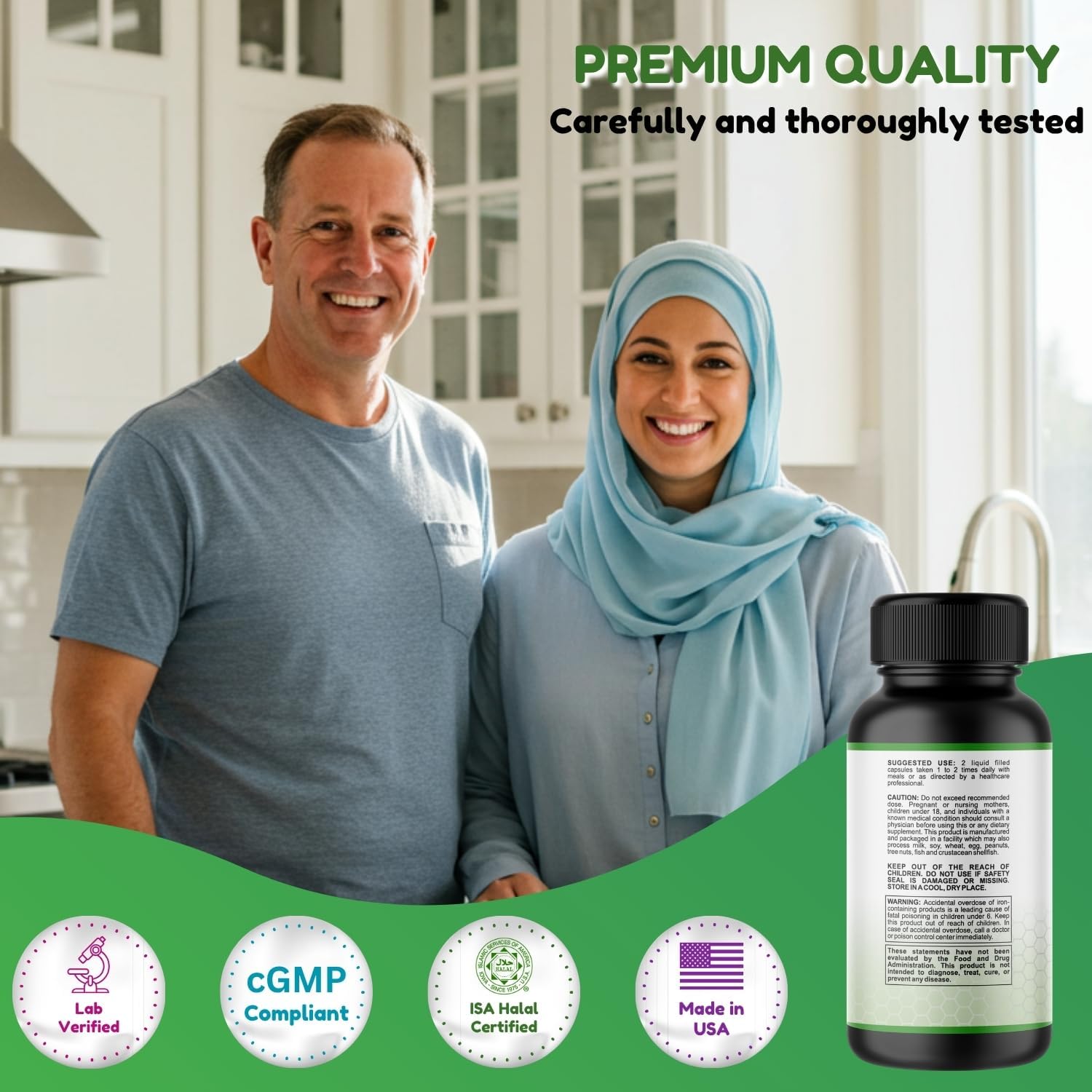 SHIFAA NUTRITION Halal Multivitamins for Women, Men & Adults, 30 Servings | Iron, Vitamin A, B6, B12, Biotin, Niacin, C, D3, E, Zinc, Calcium