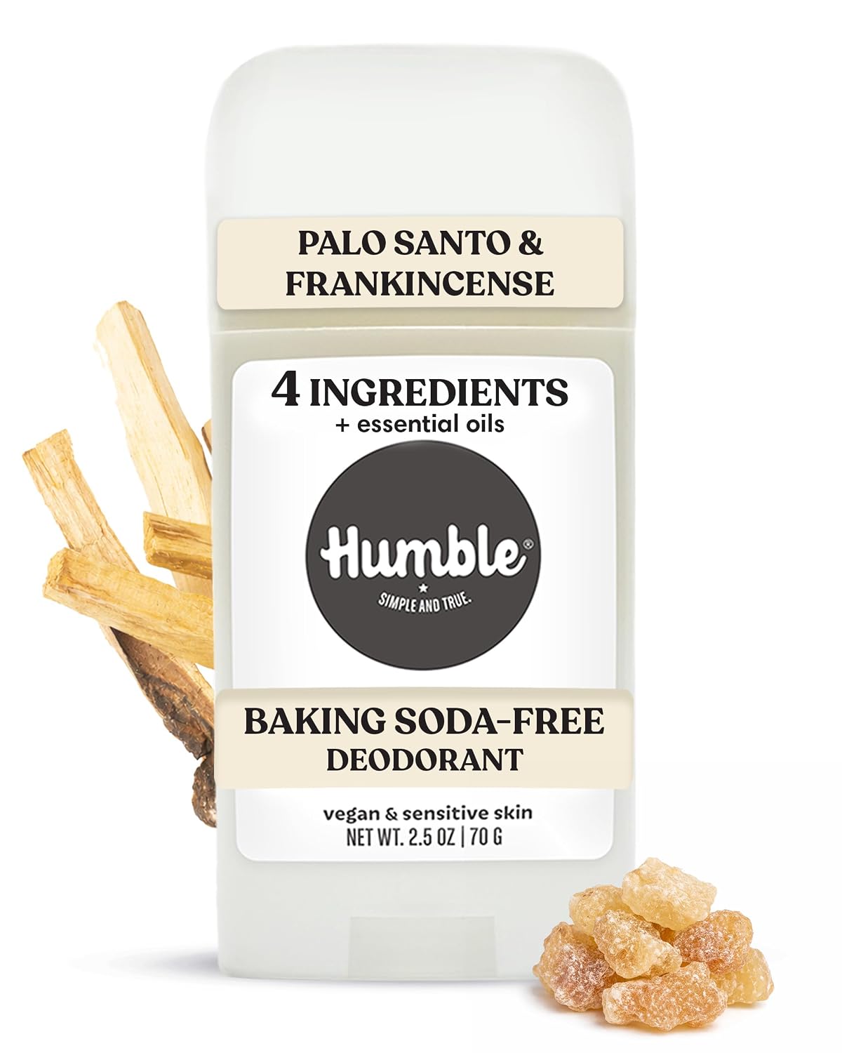 Humble Aluminum-Free Deodorant, Simply Unscented - 1 Pack | Baking Soda-Free, Clean, Fresh, Natural, Essential Oils, Sensitive Skin, Long-Lasting Odor Control, Cruelty-Free, Men & Women