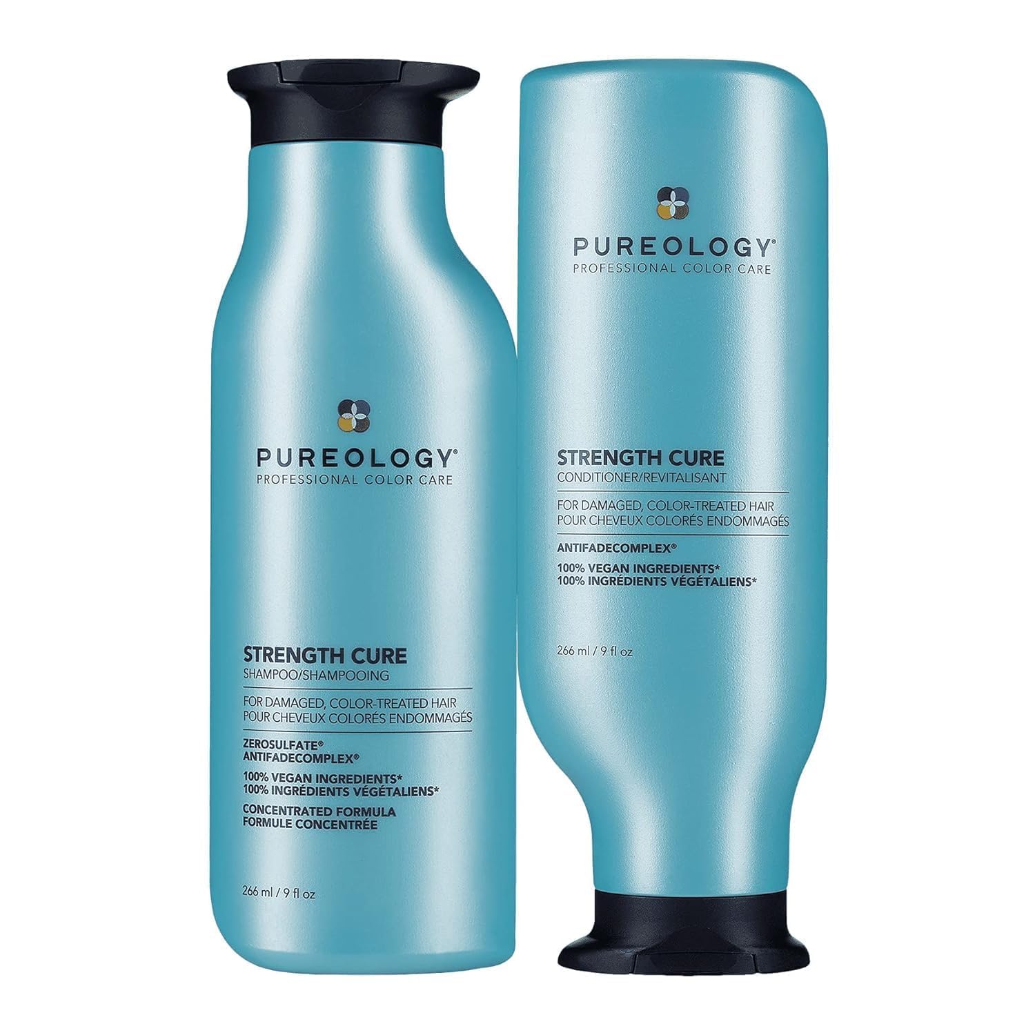 Pureology Strength Cure Strengthening Shampoo & Conditioner Set - For Damaged, Color-Treated Hair, Fortifies & Strengthens Hair, Sulfate-Free & Vegan