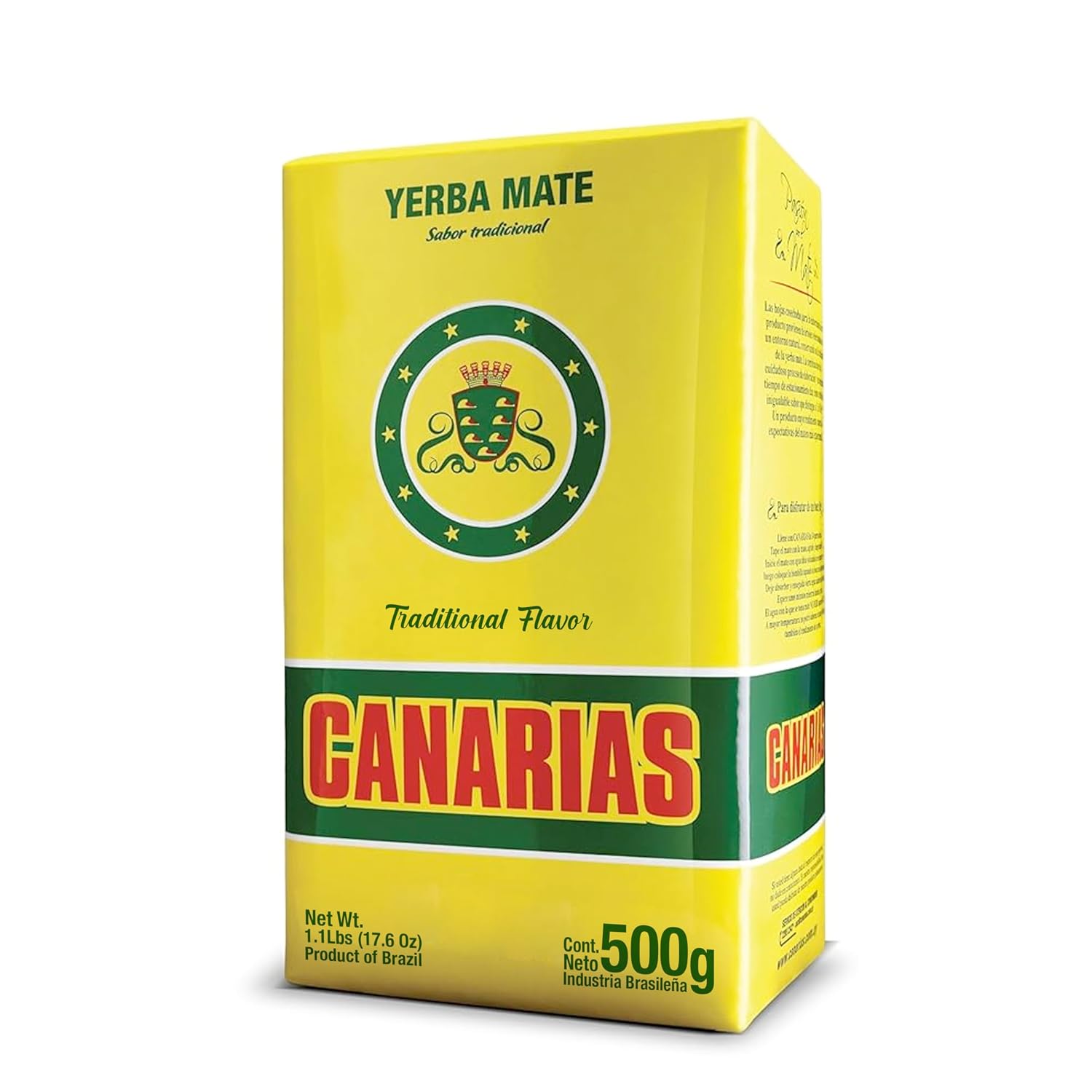 Canarias Yerba Mate Traditional Ground Leaf Tea 500Gr 1.1Lbs | Fine Cut No Stems Rich and full-bodied mate made for gourd and bombilla preparation