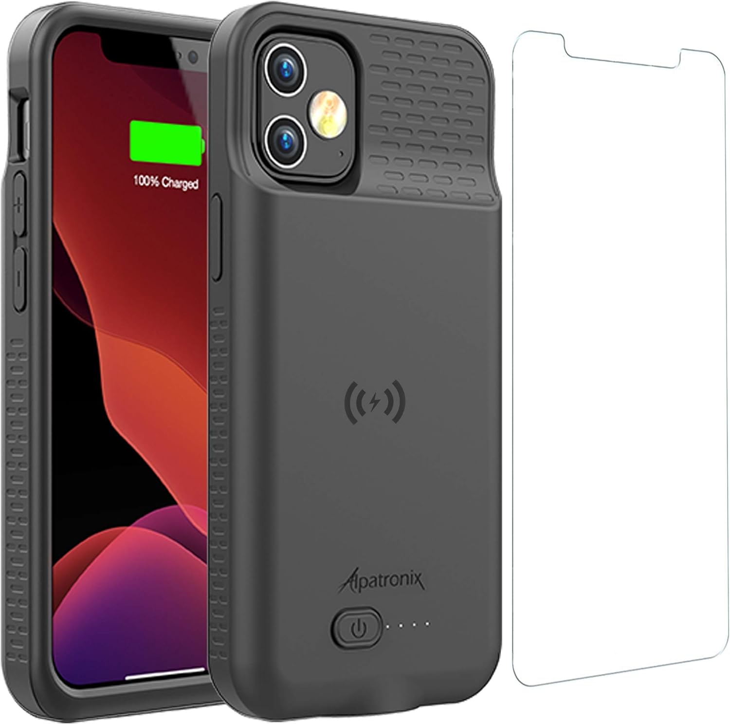 Alpatronix Battery Case for iPhone 12 Mini and iPhone13 Mini (5.4 inch), Slim Portable Protective Extended Charger Cover with Wireless Charging