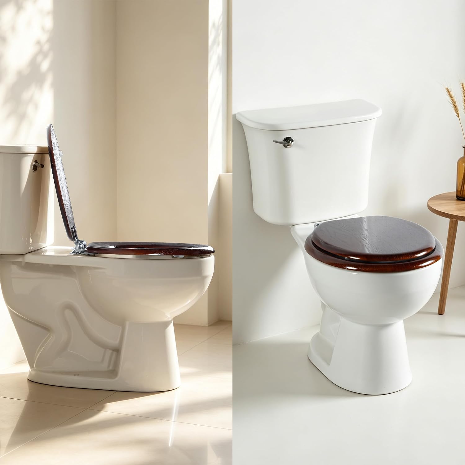 Angel Shield Marble Toilet Seat Durable Molded Wood with Quiet Close,Easy Clean，Quick-Release Hinges (Elongated,Black Marble)