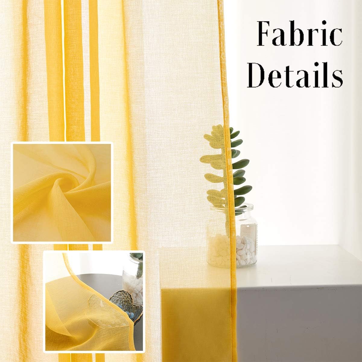 Off White Semi Sheer Curtains 72 Inches Long Faux Linen Off White Sheers Curtain for Bedroom Living Room Girls Kids Room 2 Panels 52x72 Inch Length