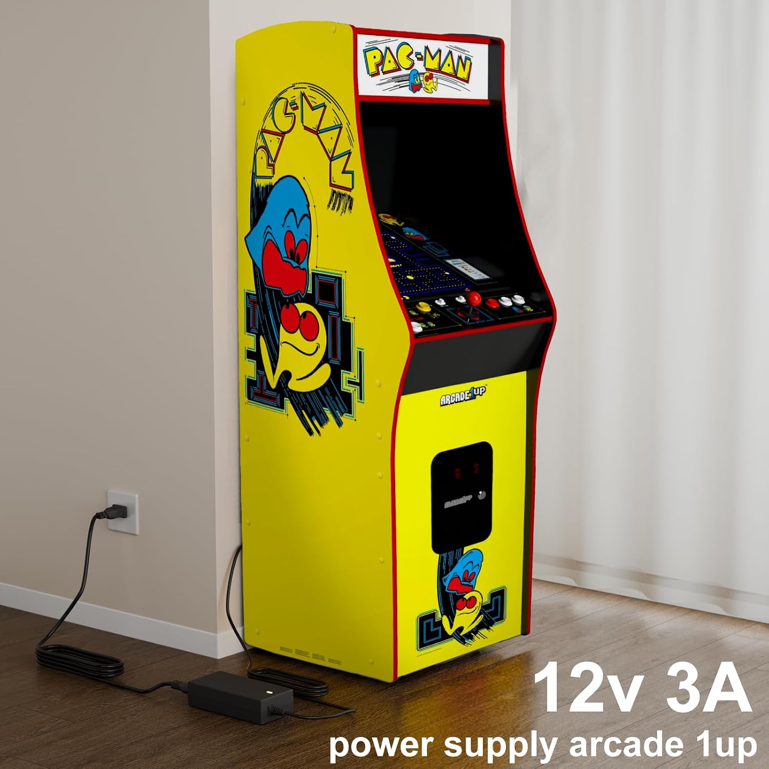 12V Power Cord for Arcade1up Machines - Instant Revival Replacement Charger for 3/4 Scale Cabinets & Cocktail Tables