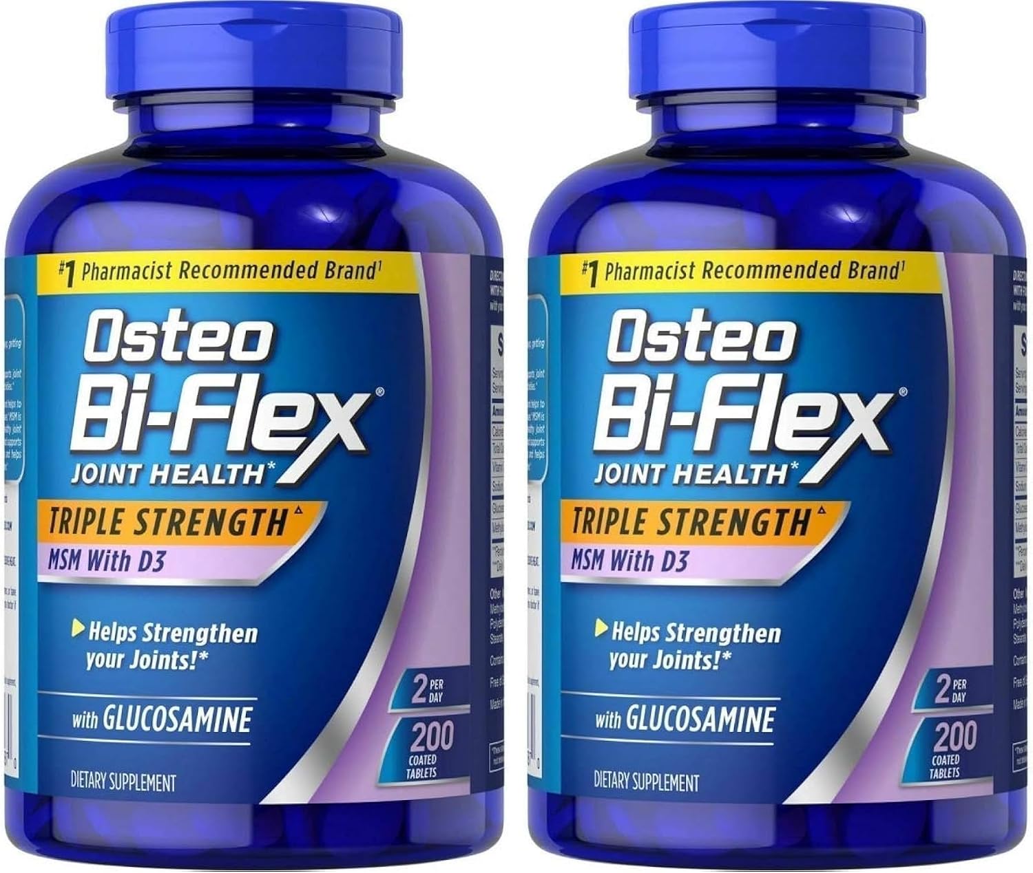 Osteo Bi-Flex Triple Strength Glucosamine 1500 mg, MSM 1500 mg with Vitamin D3 1000 UI Tablets, 200 Count (Pack of 1)