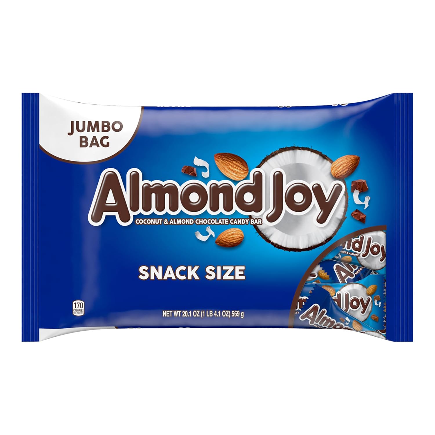 ALMOND JOY Coconut and Almond Chocolate Snack Size, Candy Bars, 0.6 oz (8 Count)