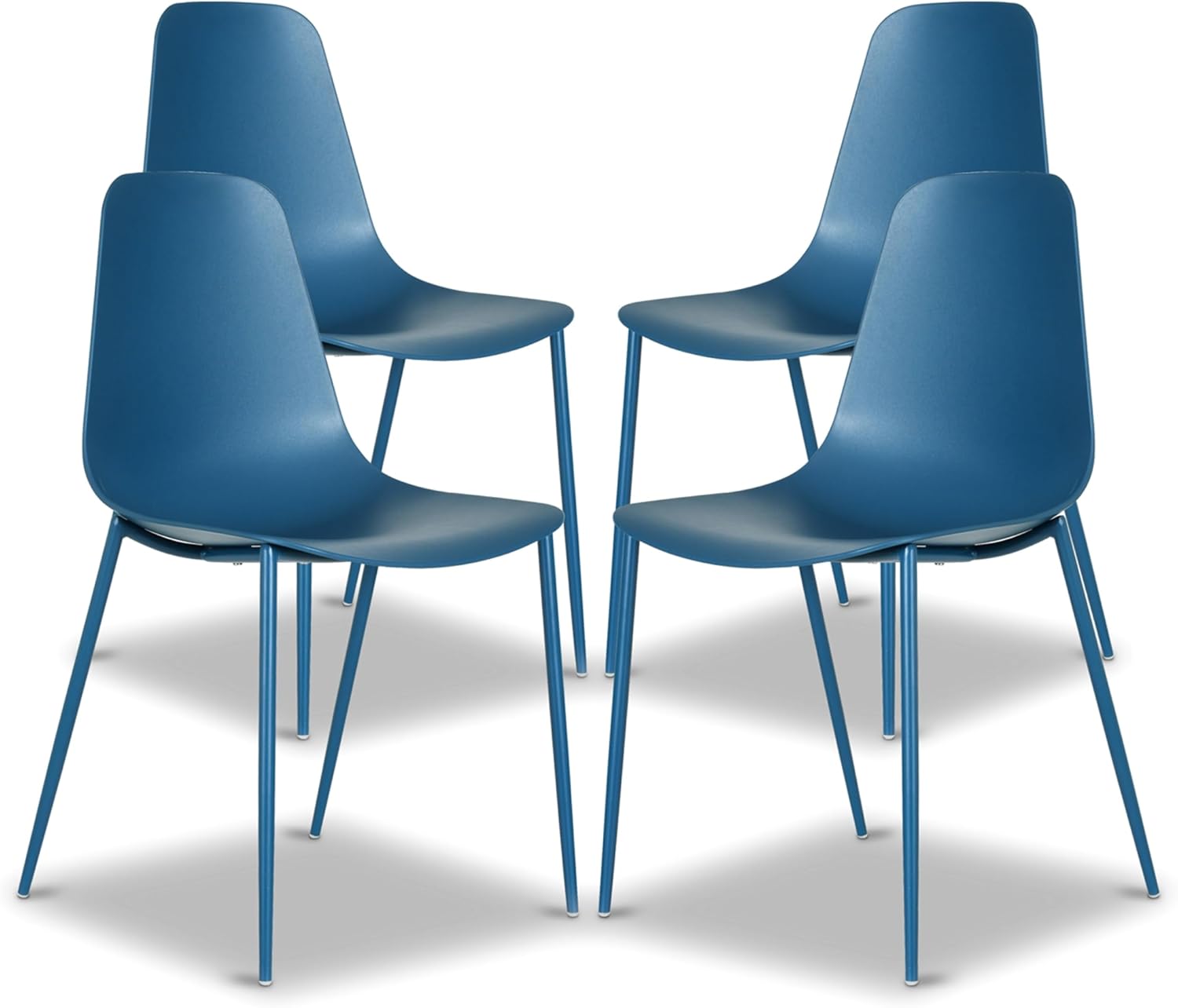 Poly & BARK Isla Modern Kitchen Chairs Set of 4 - Plastic Dining Chair with Metal Legs - Quick Assembly Simple Cafe Chairs Plastic for Indoor or