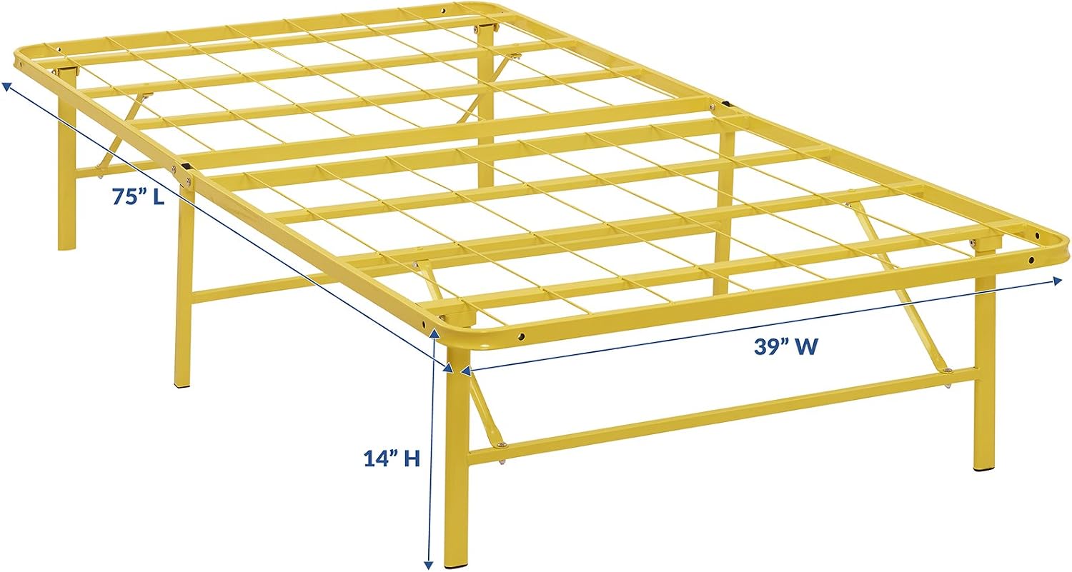 Modway Horizon Queen Bed Frame In Gray - Replaces Box Spring - Folding Metal Mattress Bed Frame