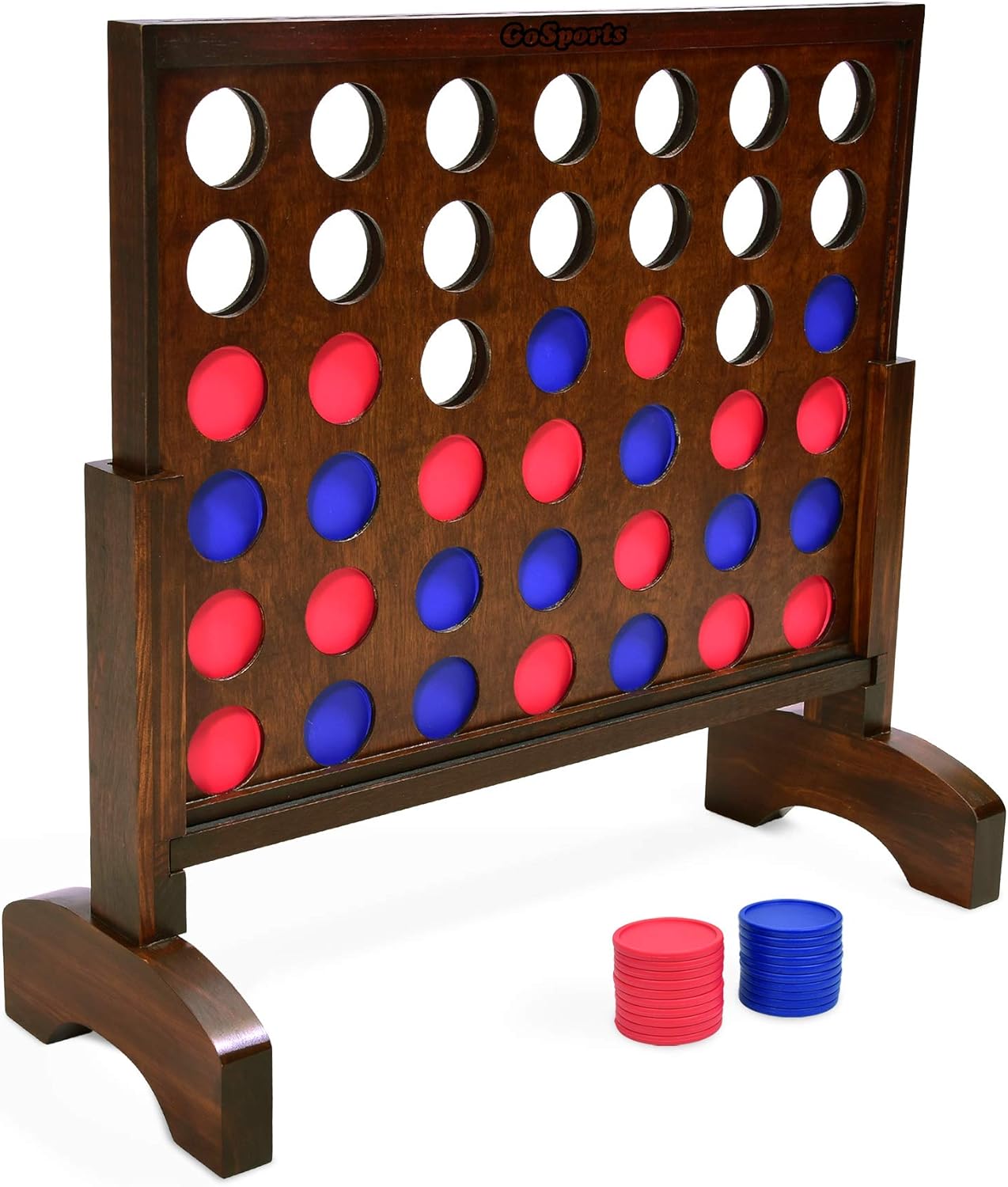 GoSports 2 foot Width Giant 4 in a Row Game with Carrying Case, Made from Wood