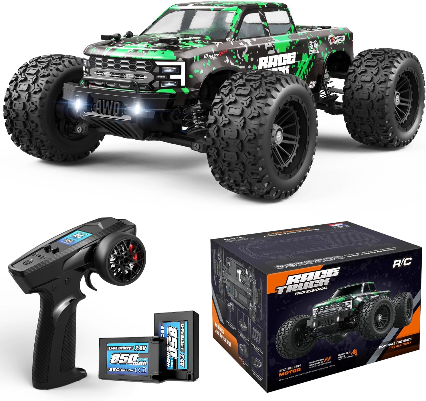 HAIBOXING 18859 1:18 Scale All Terrain RC Car, Hobby 4WD Remote Control Car | 2.4GHz Electric RC Vehicle 36 KPH High Speed 4X4 Waterproof Off-Road RC Truck with Two Rechargeable Batteries for RC Driving