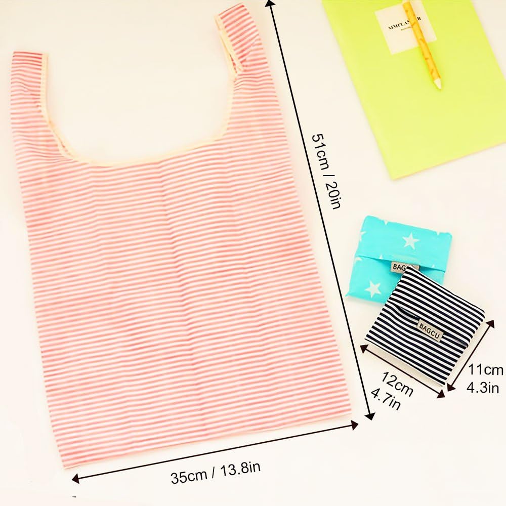 Cloth Tote Bags, Reusable, Foldable, Recycle for Shopping, Fits in Pocket, Eco Friendly for Groceries, Water Resistant, Lightweight