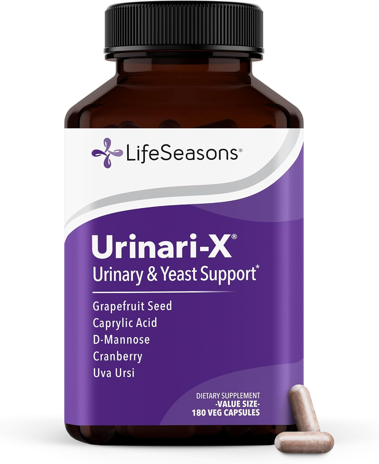 Urinari-X - Urinary Tract Support - Fast Acting UTI Relief - Vitamin Supplement for Healthy Bladder Function & Immunity - D-Mannose, Cranberry, Caprylic Acid, Uva Ursi & Grapefruit - 90 Capsules