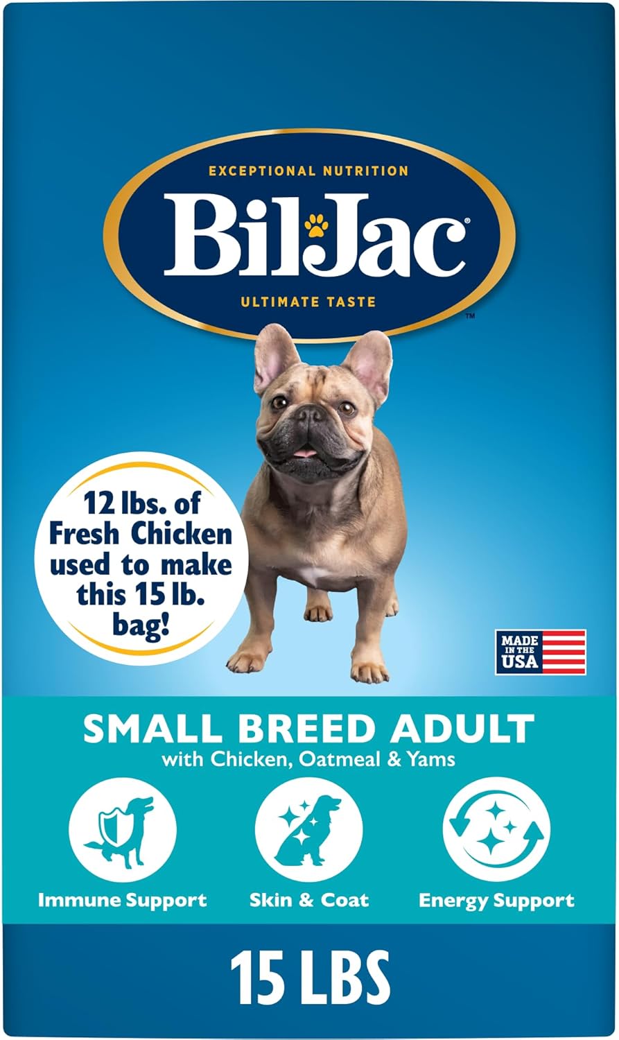 Bil-Jac Small Breed Adult Dry Dog Food with Chicken & Probiotics | 6 lb | Fresh Chicken Is #1 Ingredient with Easy-to-Chew Bites, Probiotics & Omega Fatty Acids for Energy, Digestion & Skin Health