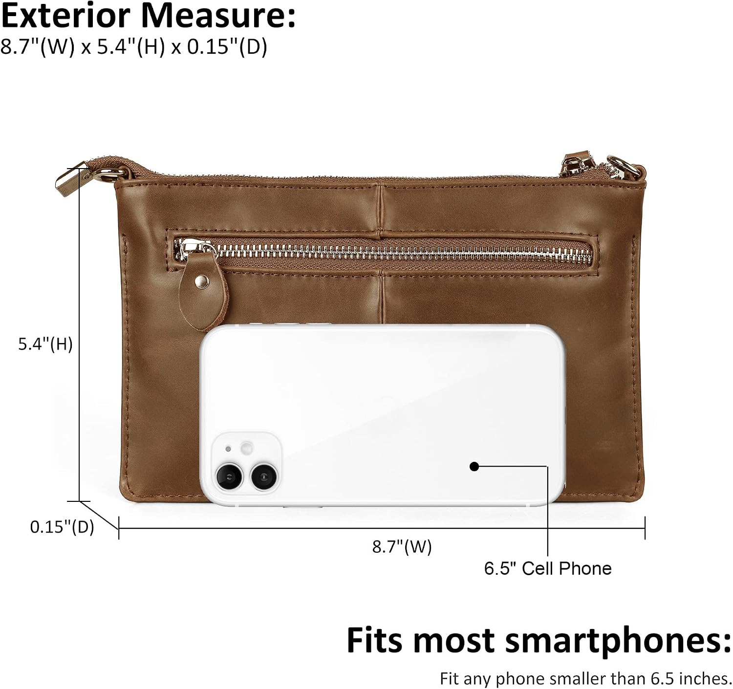 befen Genuine Leather Small Crossbody Bags for Women Wristlet Wallet Purses | Real Leather, RFID Blocking Card Slots, Wristlet Strap, Clutch Purse, Fit iPhone 17 Pro Max, Leather Handbags