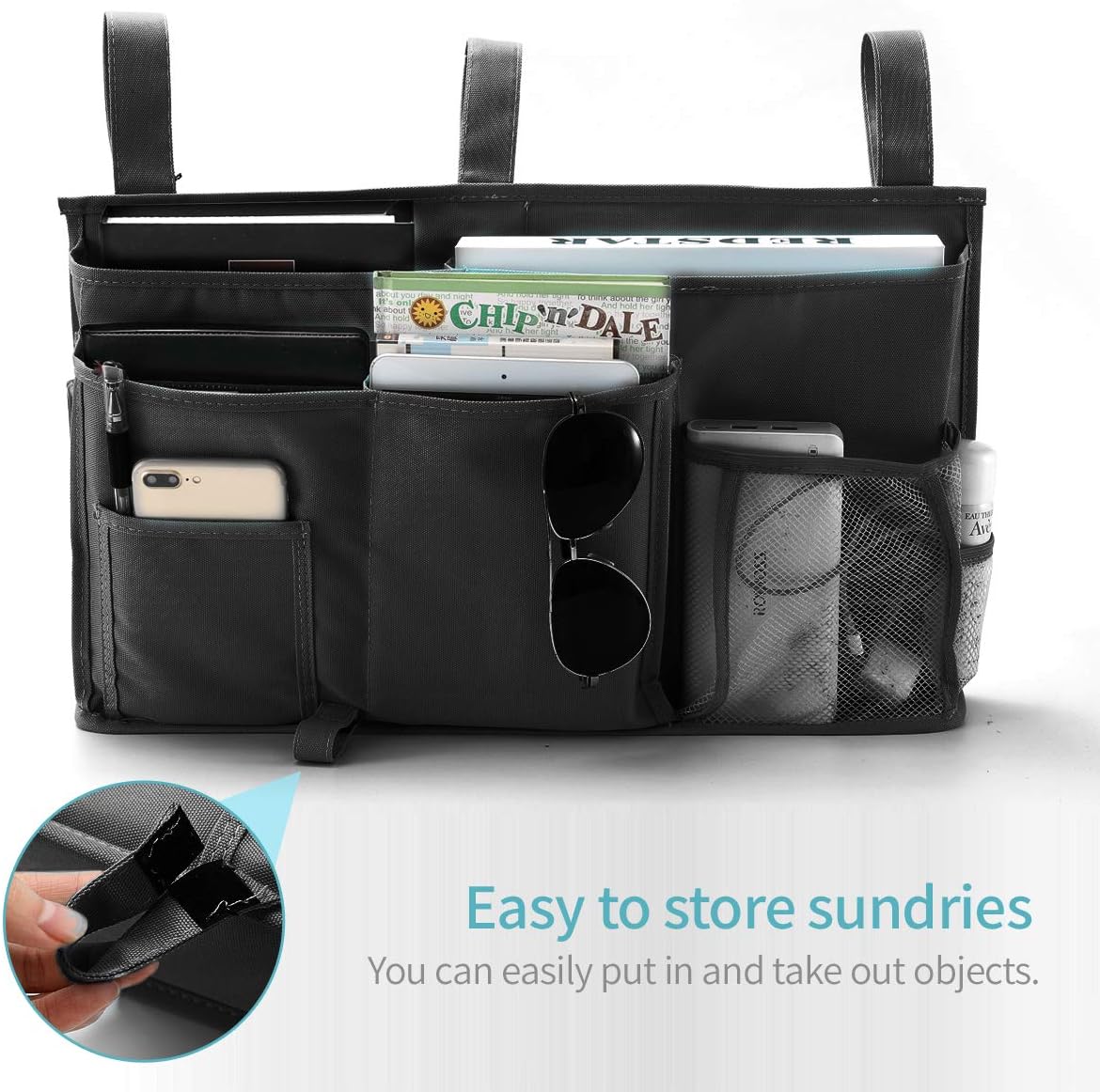 Bseash Bunk Bed Organizer, Bedside Caddy Hanging Bed Organizer Storage Bag 8 Pockets, for College Dorm Rooms Bed, Hospital Bed, Baby Bed Rails