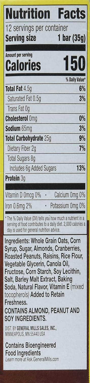 Nature Valley Almond Raisin & Cranberry Chewy Fruit & Nut Bar, 15 ct