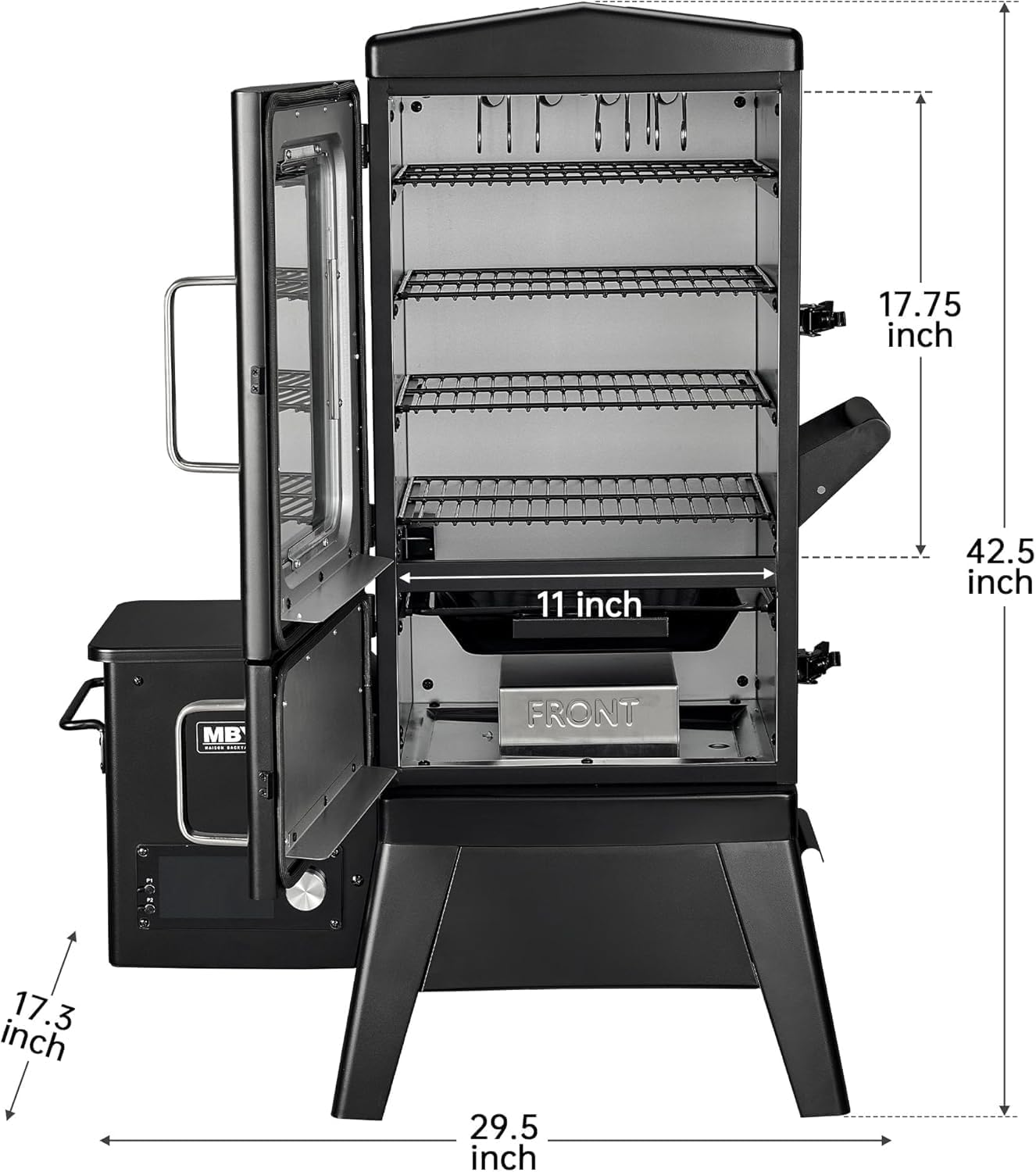 Vertical Pellet Smoker Grill with Digital Temperature Control, 4-Rack Electric BBQ Smoker with Meat Probe & Cover