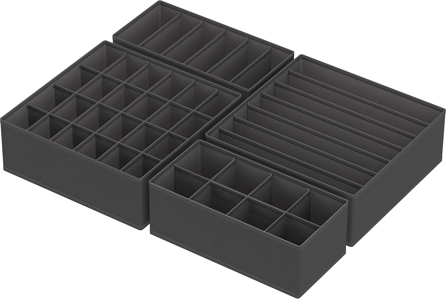 Simple Houseware 4-Pack Drawer Organizer Set for Underwear/Socks/Bra, Gray | Closet Dividers for Underwear, Socks, Bras, Scarves, Ties - Foldable Non-Woven Storage Boxes