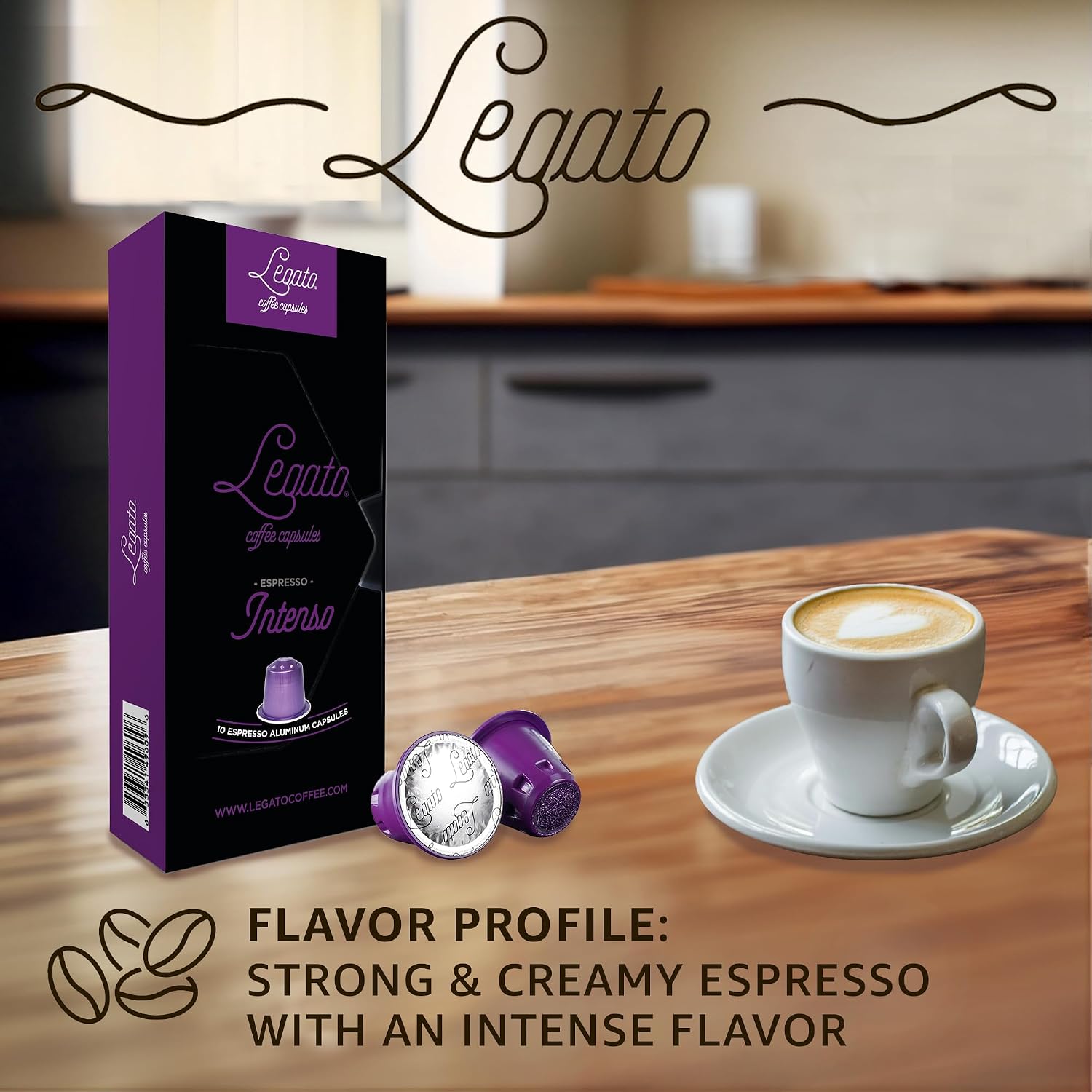 Legato Espresso Capsules - 10/100 count - Single-Serve Coffee Pods - Compatible with Nespresso OriginalLine Machine - Cafe-style Coffee at Home (100, Hazelnut Strength 5)