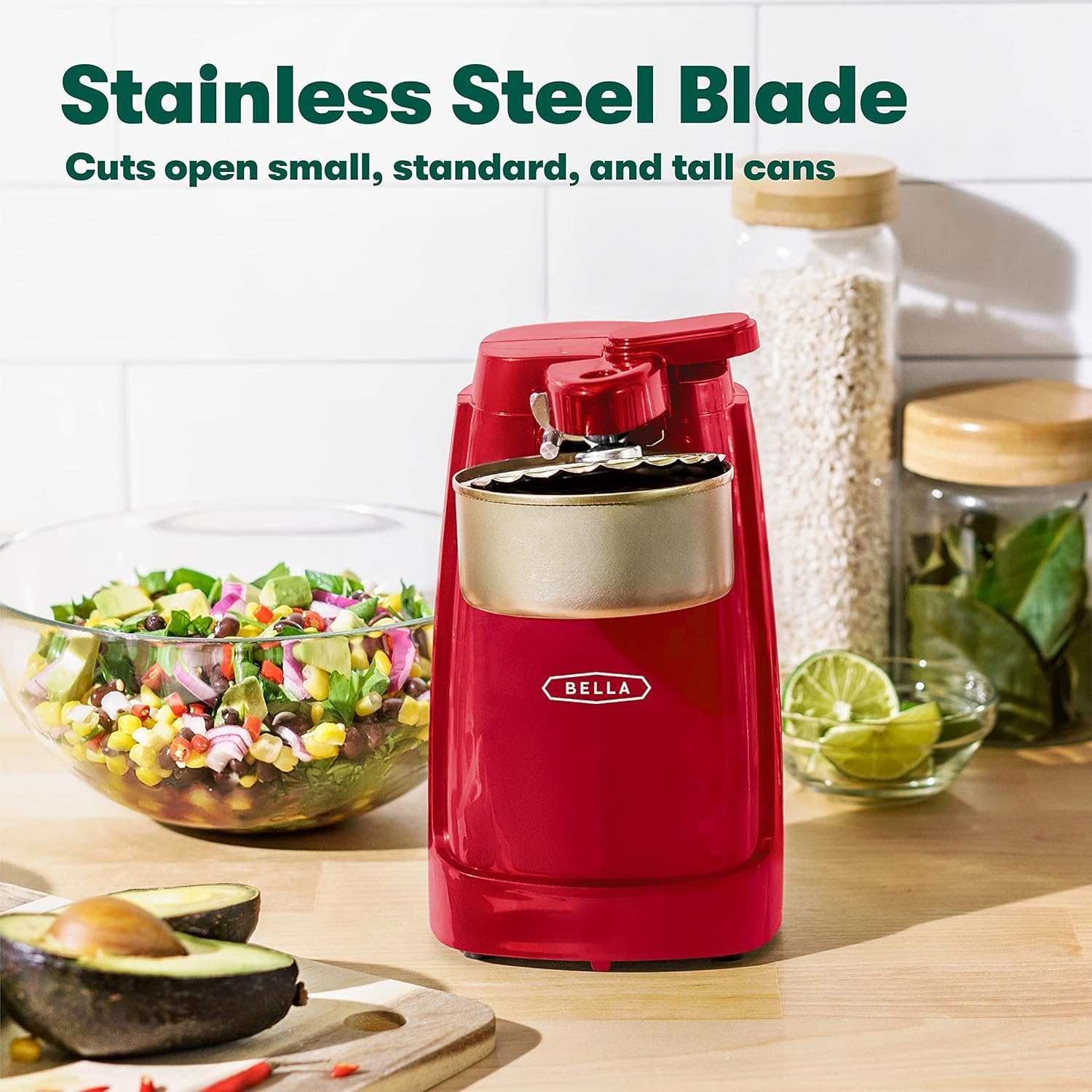 bella Electric Can Opener and Knife Sharpener, Black