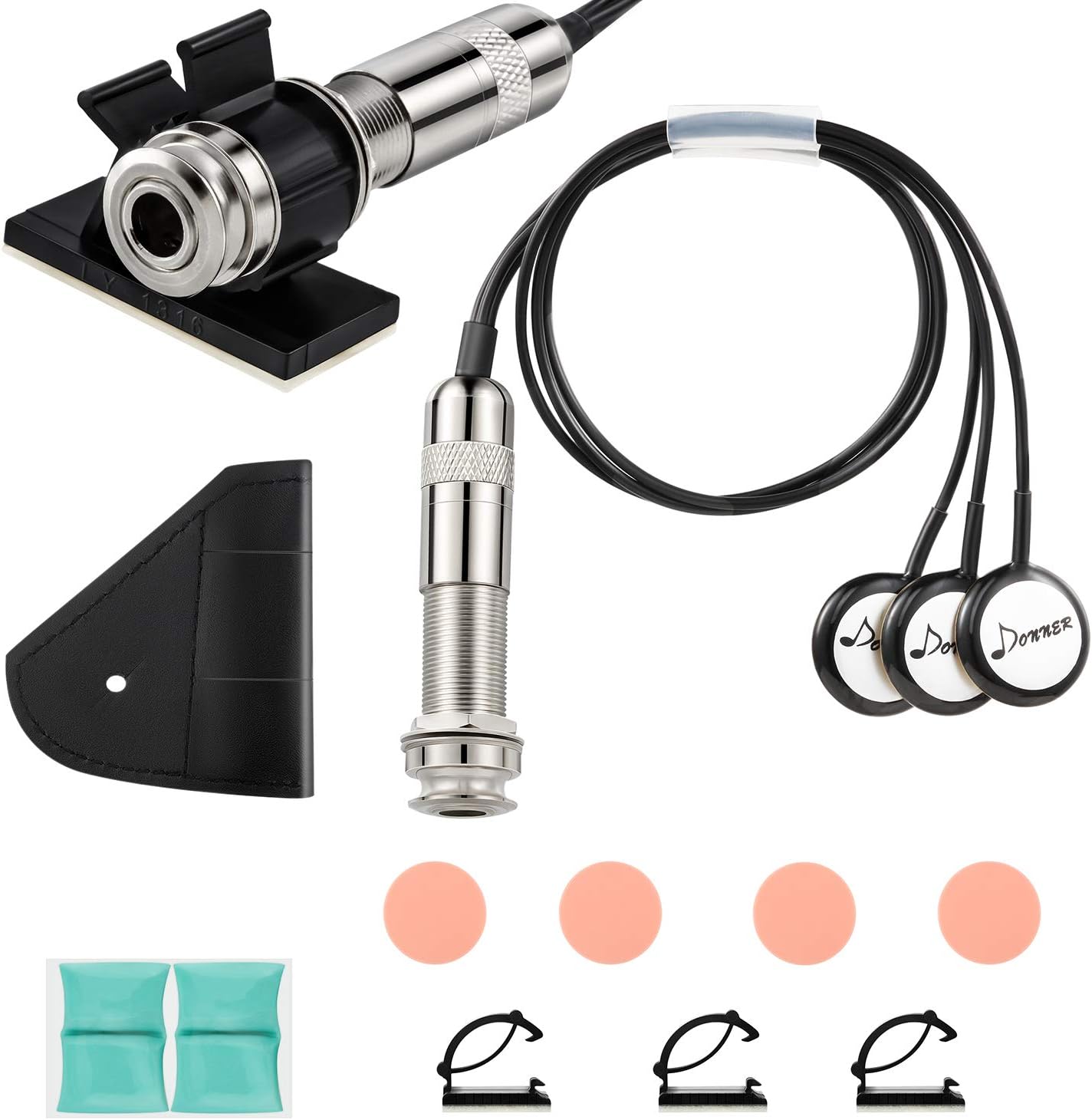 Donner Acoustic Guitar Pickup, Guitar Pickups Passive Mahogany Soundhole Pickup with Humbucker Volume Tone Control