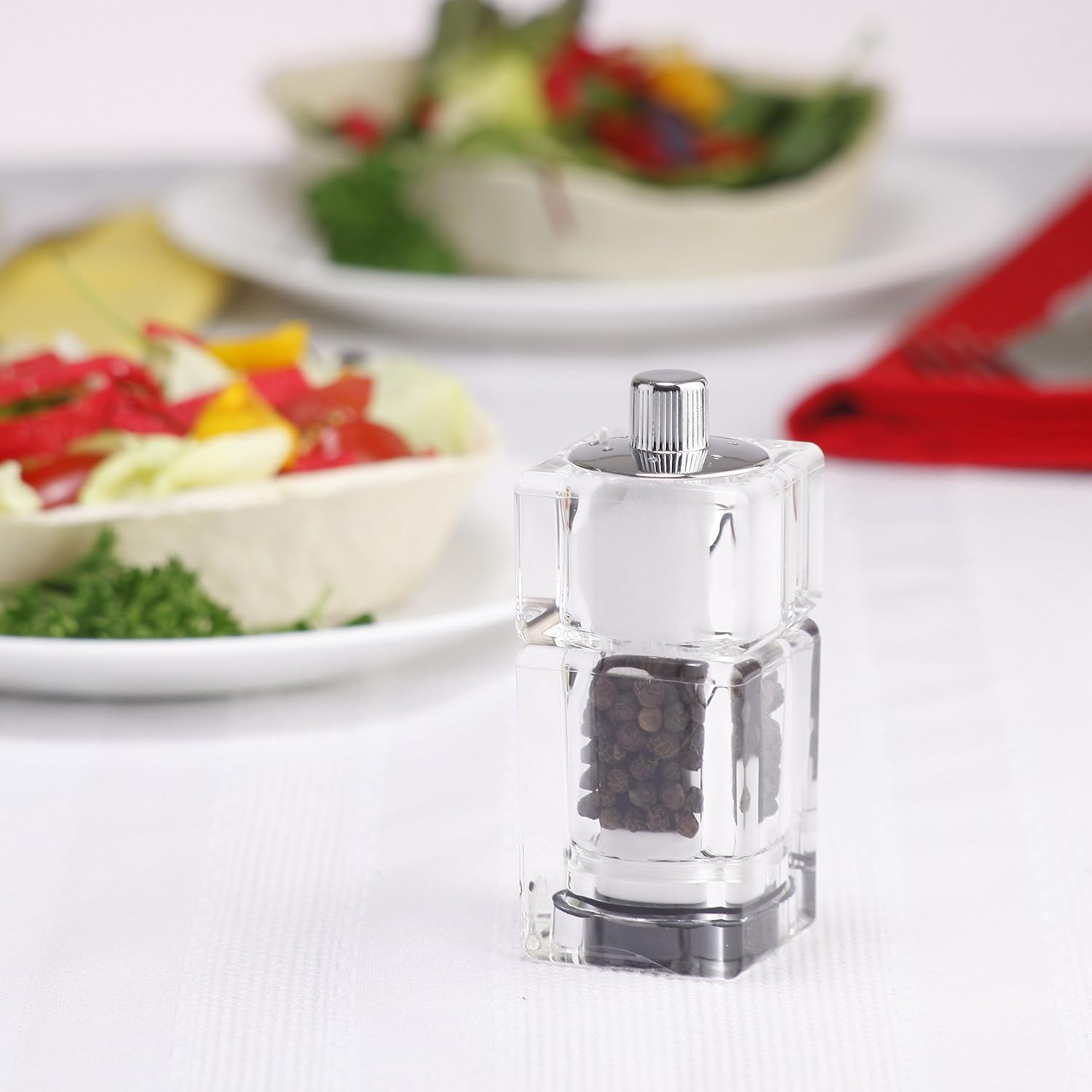 3.5 Inch Cubic Pepper Mill and Salt Shaker Combo