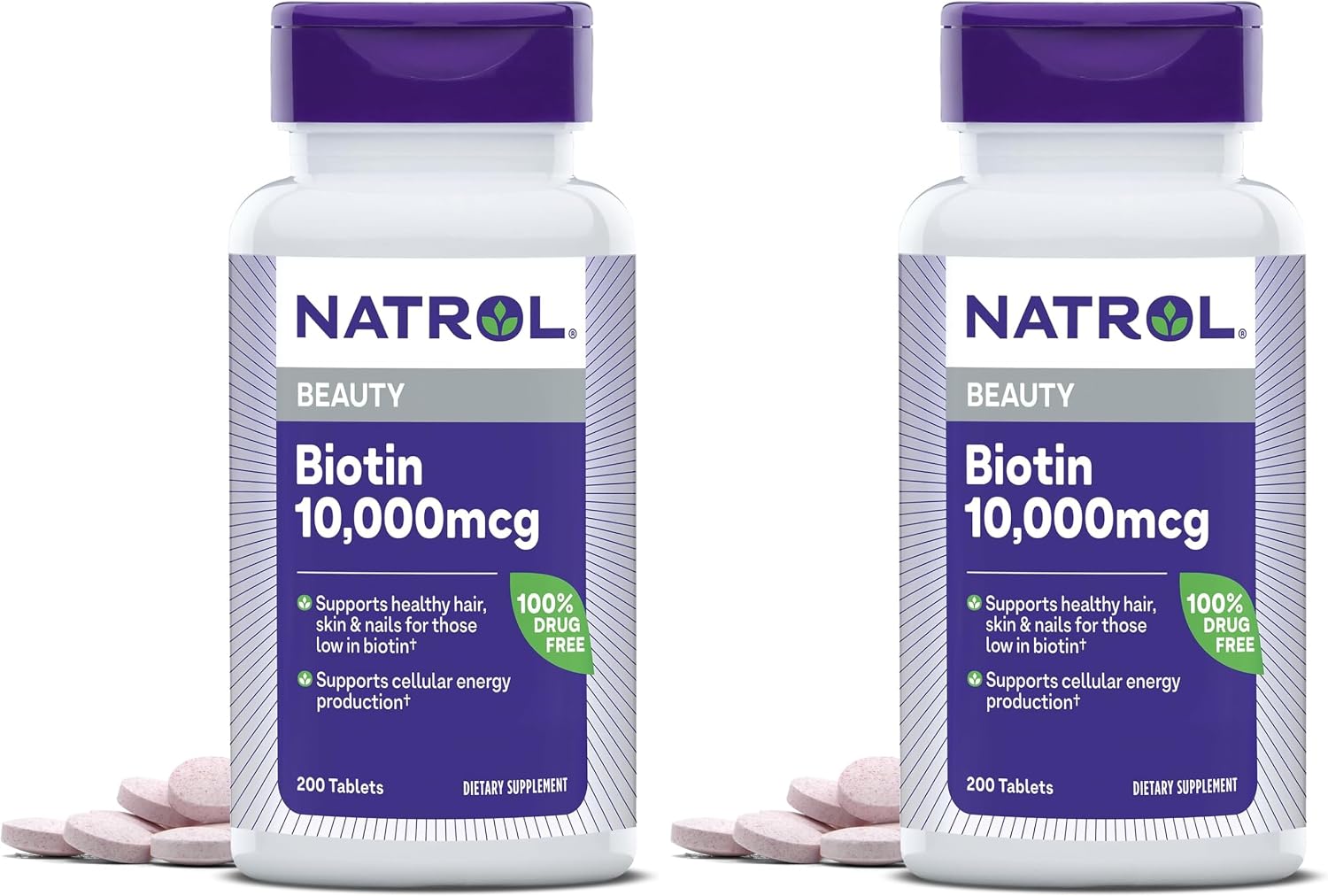 Natrol Biotin 10000mcg, 4X Faster Dissolve Supplement for Healthy Hair, Skin and Nails for Those Low in Biotin, Plus Energy Metabolism Support, 60 Tablets, Up to a 60 Day Supply