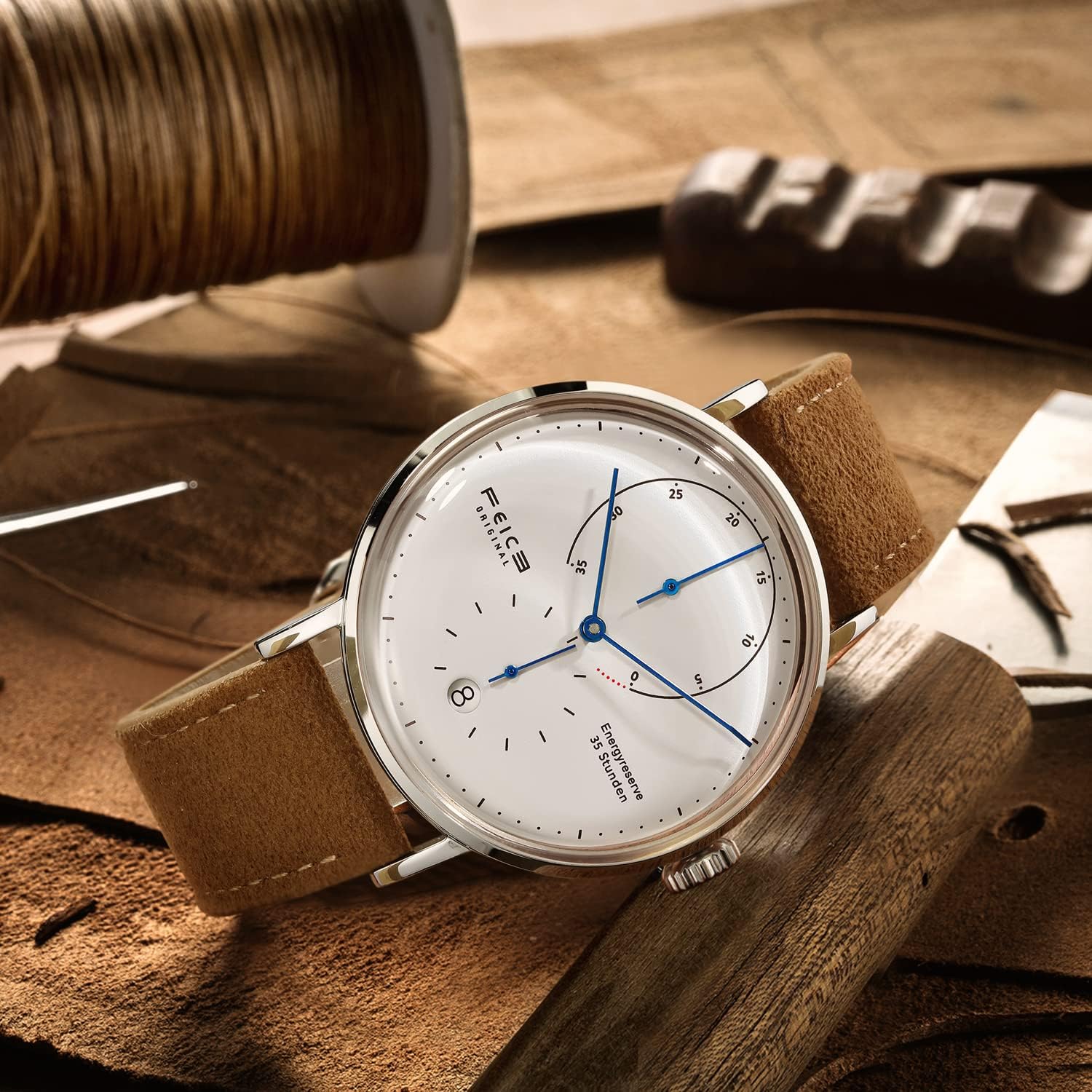 FEICE Bauhaus Mechanical Watch Men's Analog Waterproof Automatic Casual Dress Watches with Domed Mirror Leather Bands Date -FM202