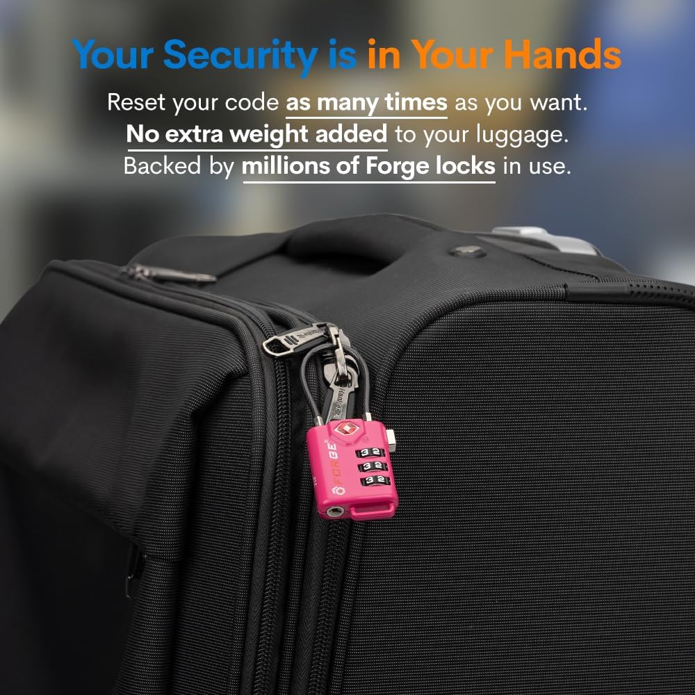 TSA Approved Cable Luggage Locks, Re-settable Combination with Alloy Body