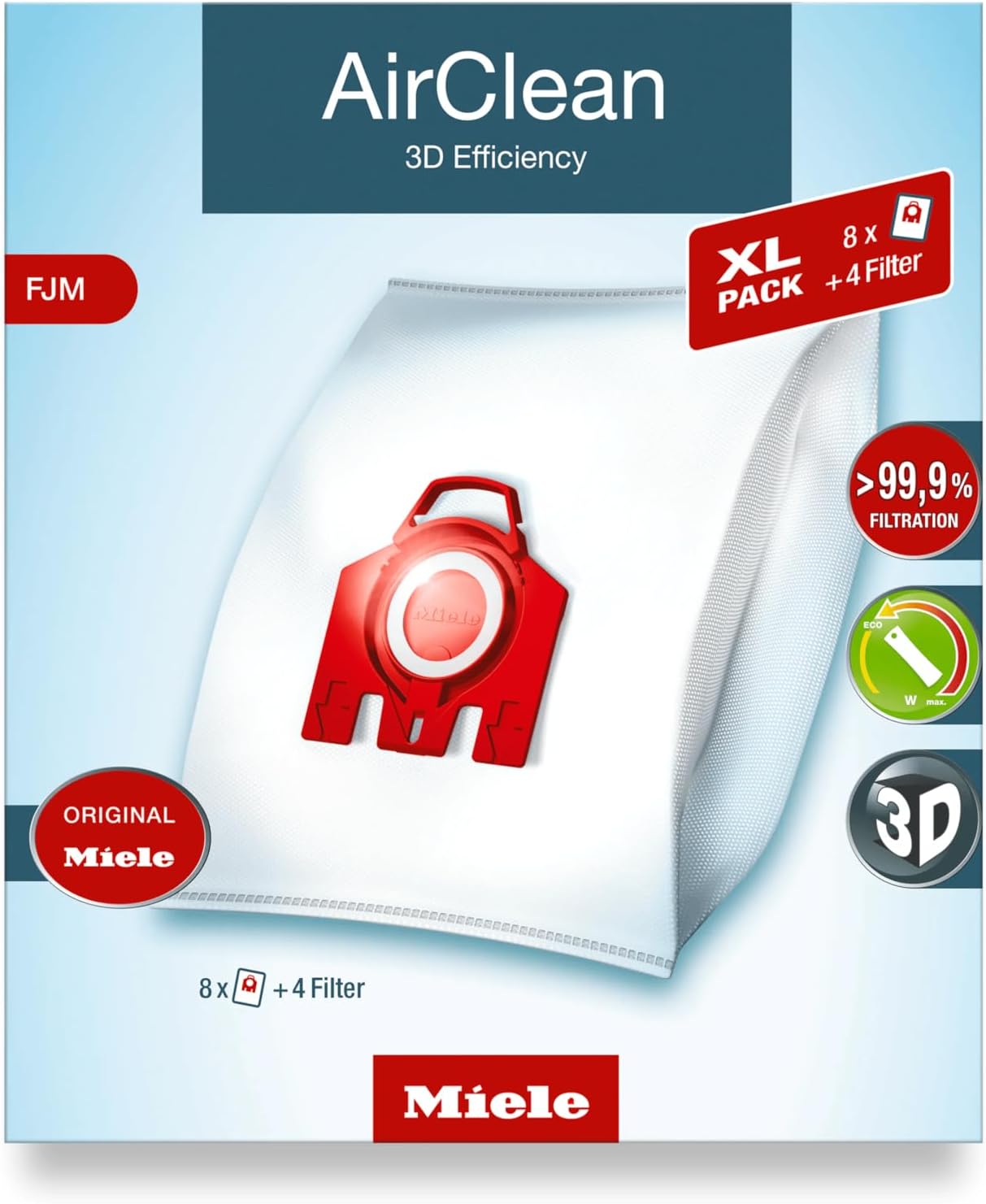 Miele FJM Vacuum Cleaner Bags, XL-Pack for Select Canister Vacuums