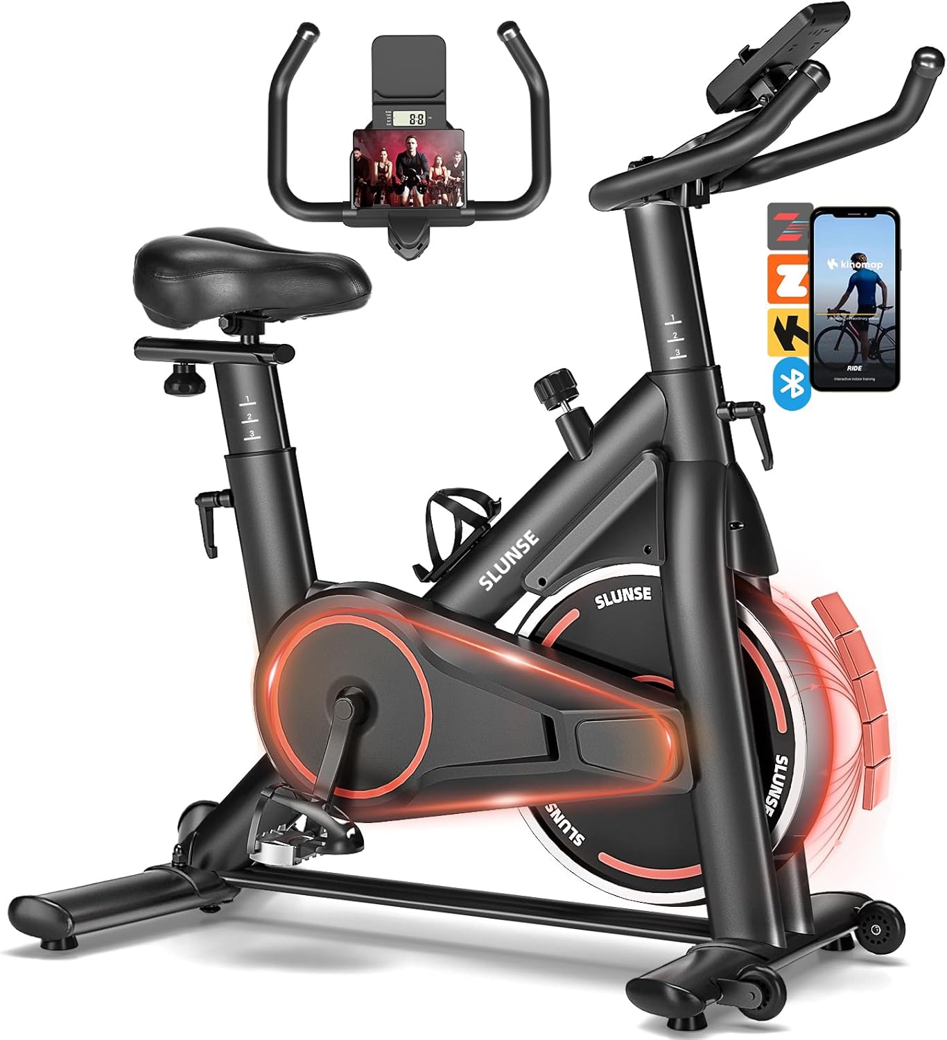 Exercise Bike, Adjustable Magnetic Resistance Stationary Bikes for Home with App Compatible