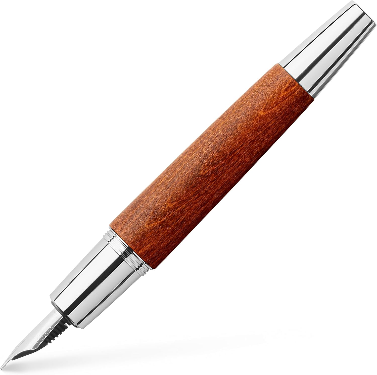 Faber-Castell e-motion Fountain Pen, Wood and Chrome Brown - Fine