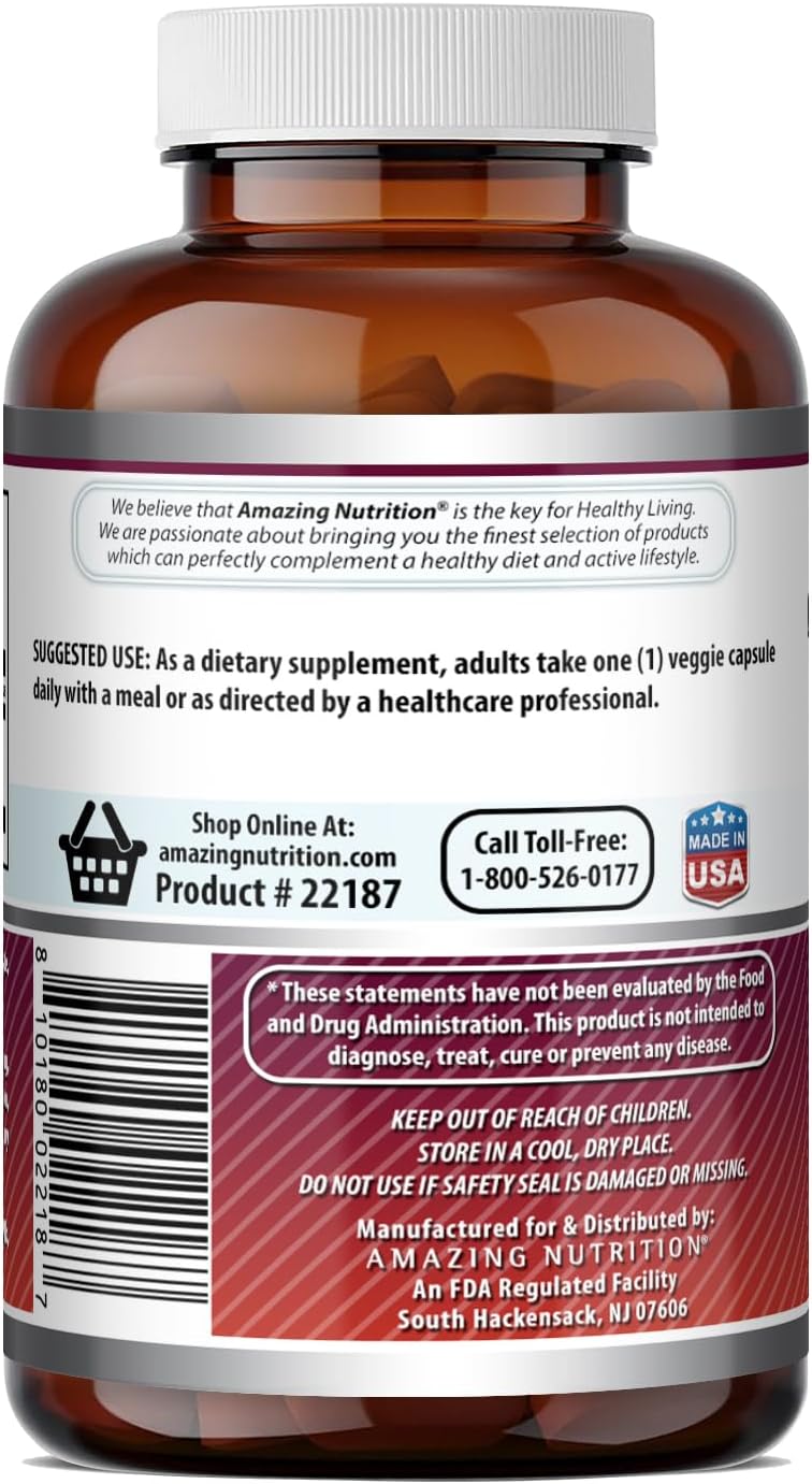 Amazing Formulas Quercetin 500mg 120 Veggie Capsules Supplement - Non-GMO - Gluten Free - Supports Overall Health & Well Being