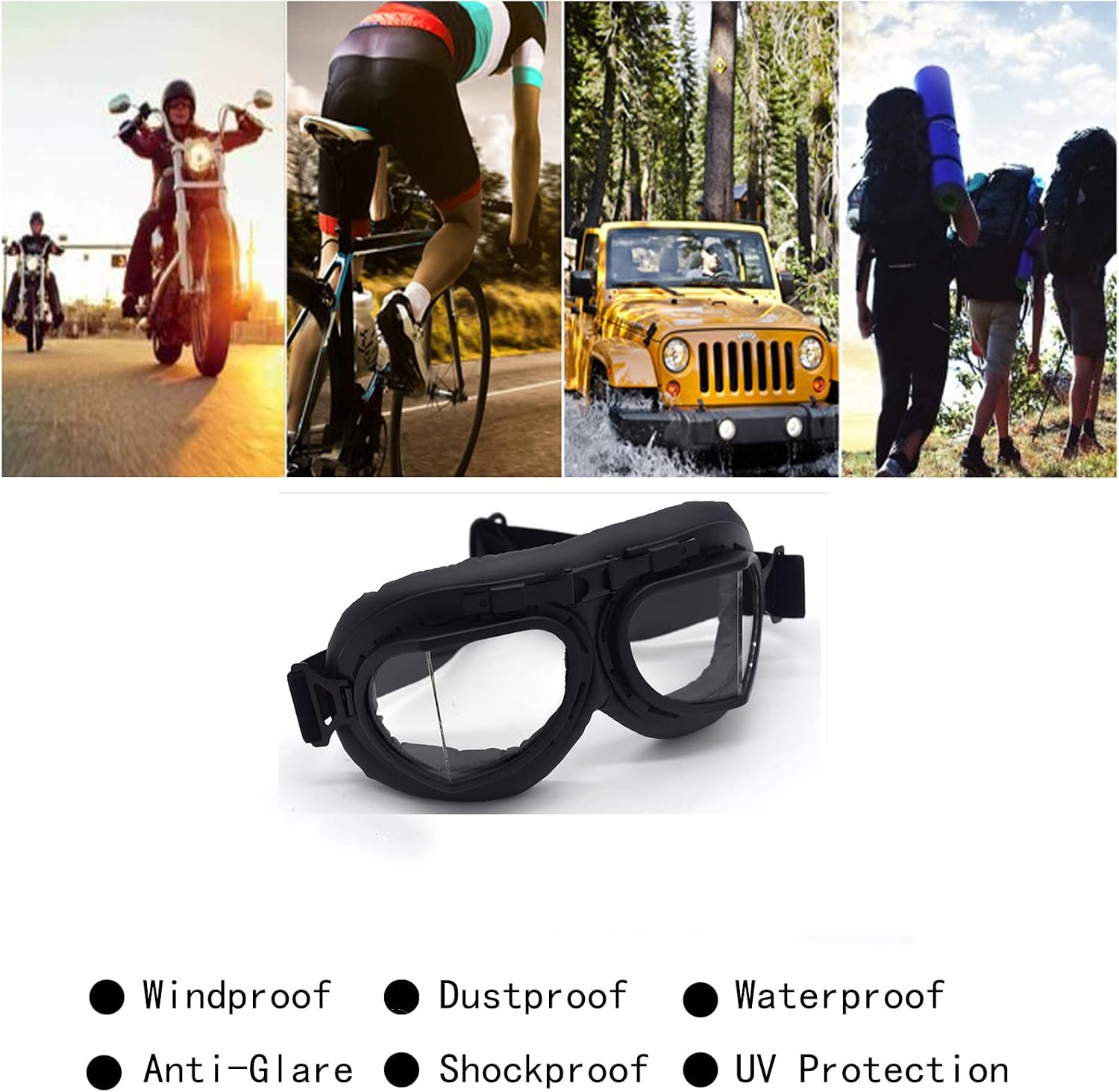 Motorcycle Goggles Anti Fog&Wind&Dust&Sand Aviator Pilot Motocross | Dirt Bike Atv Riding Goggles with Yellow Lens,Fit Over Glasses or Helmet