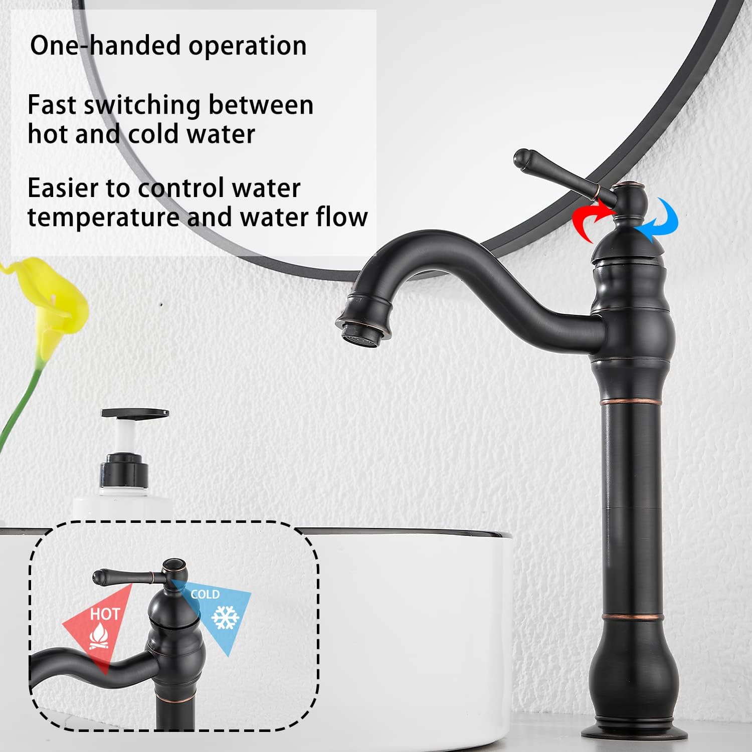 Oil Rubbed Bronze Bathroom Faucet Single Handle One Hole