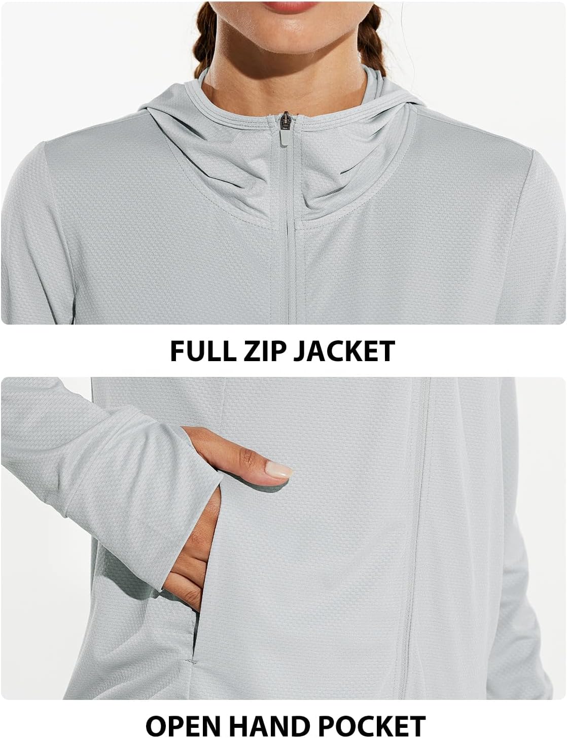 baleaf Women's Sun Protection Hoodie Jacket UPF 50+ Full Zip with Pocket