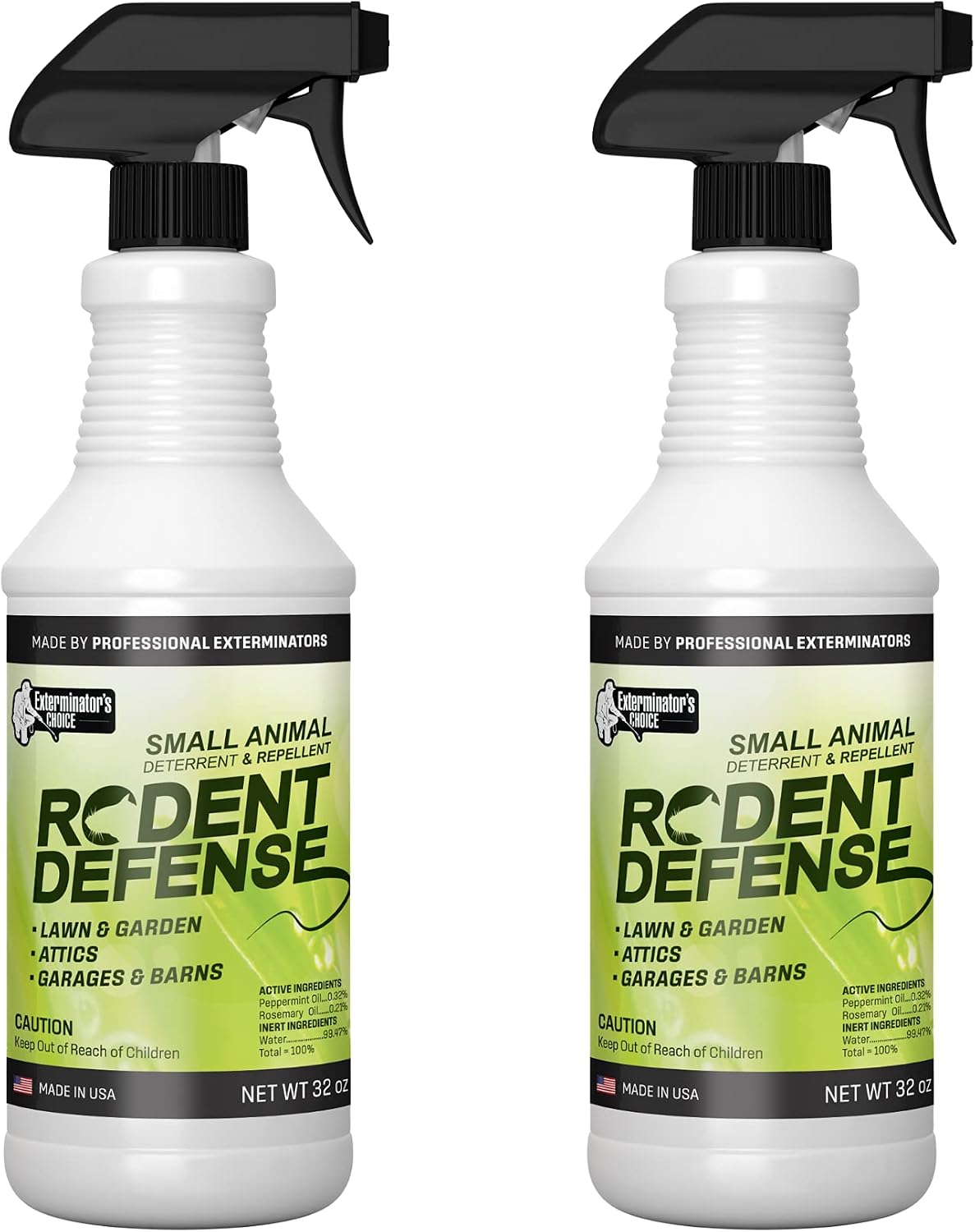 Exterminators Choice - 32 oz Peppermint Rodent Defense Spray - Great for Lawns, Gardens, Attics, and Garages - Non-Toxic Deterrent for Pest Control - Repels Mice and Rats - Safe for Kids and Pets