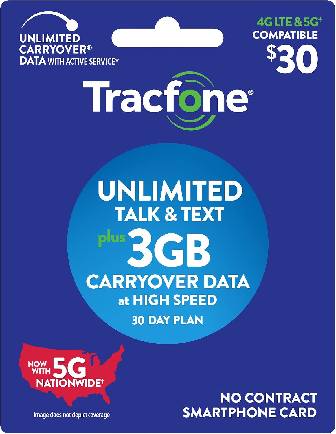 New Tracfone $30 Unlimited Talk, Text, 3GB Data - 30 Day Smartphone Plan
