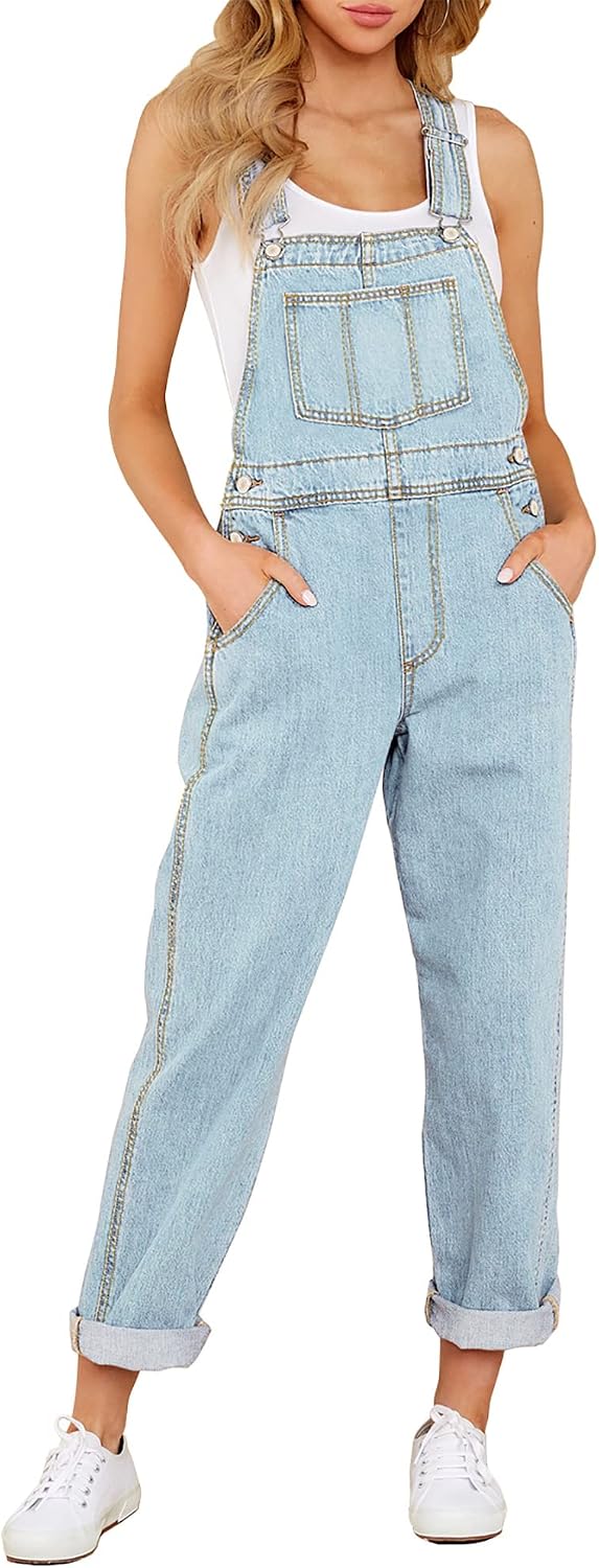 LookbookStore Denim Overalls for Women Dressy Stretch Bib Jean Jumpsuits