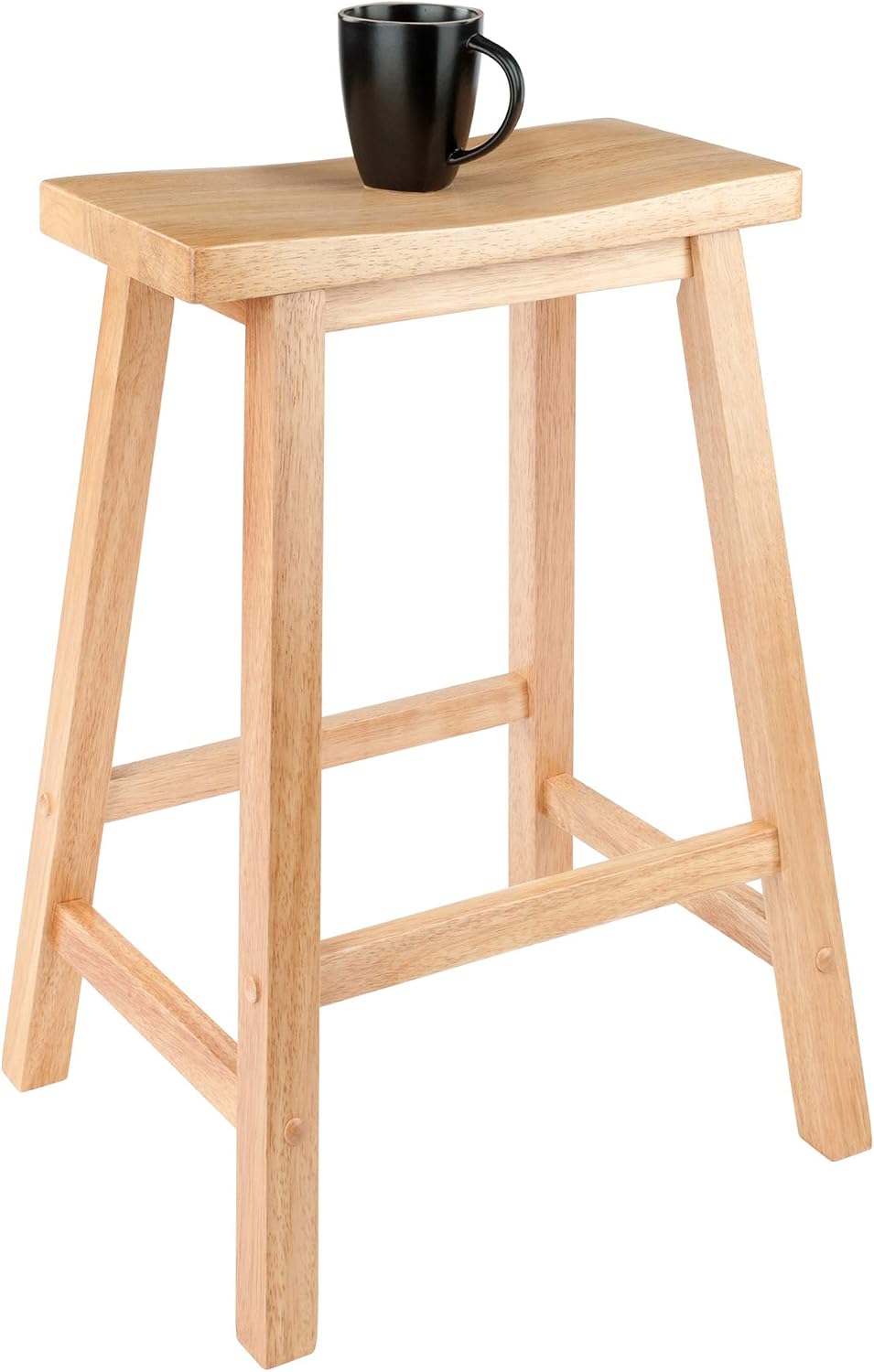 Winsome Satori Saddle Seat Counter Stool, Walnut, 24" | Classic Backless Bar Chairs for Kitchen & Dining Room Seating, Timeless Essential Furniture for Home, Dorm, Apartments