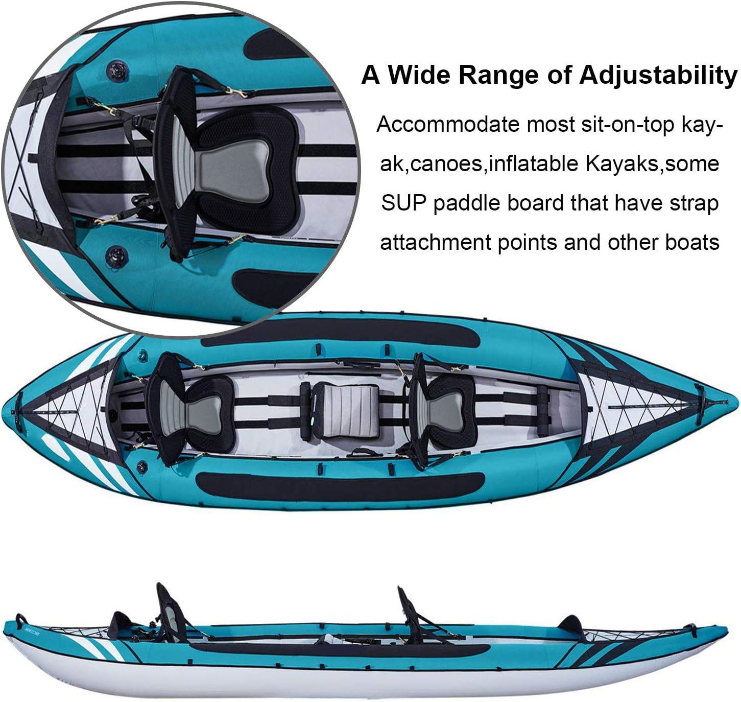 2 Pack of Kayak Seat Deluxe Padded Canoe Backrest Seat Sit On Top Cushioned Back Support SUP Paddle Board Seats with Detachable Storage Bag 4