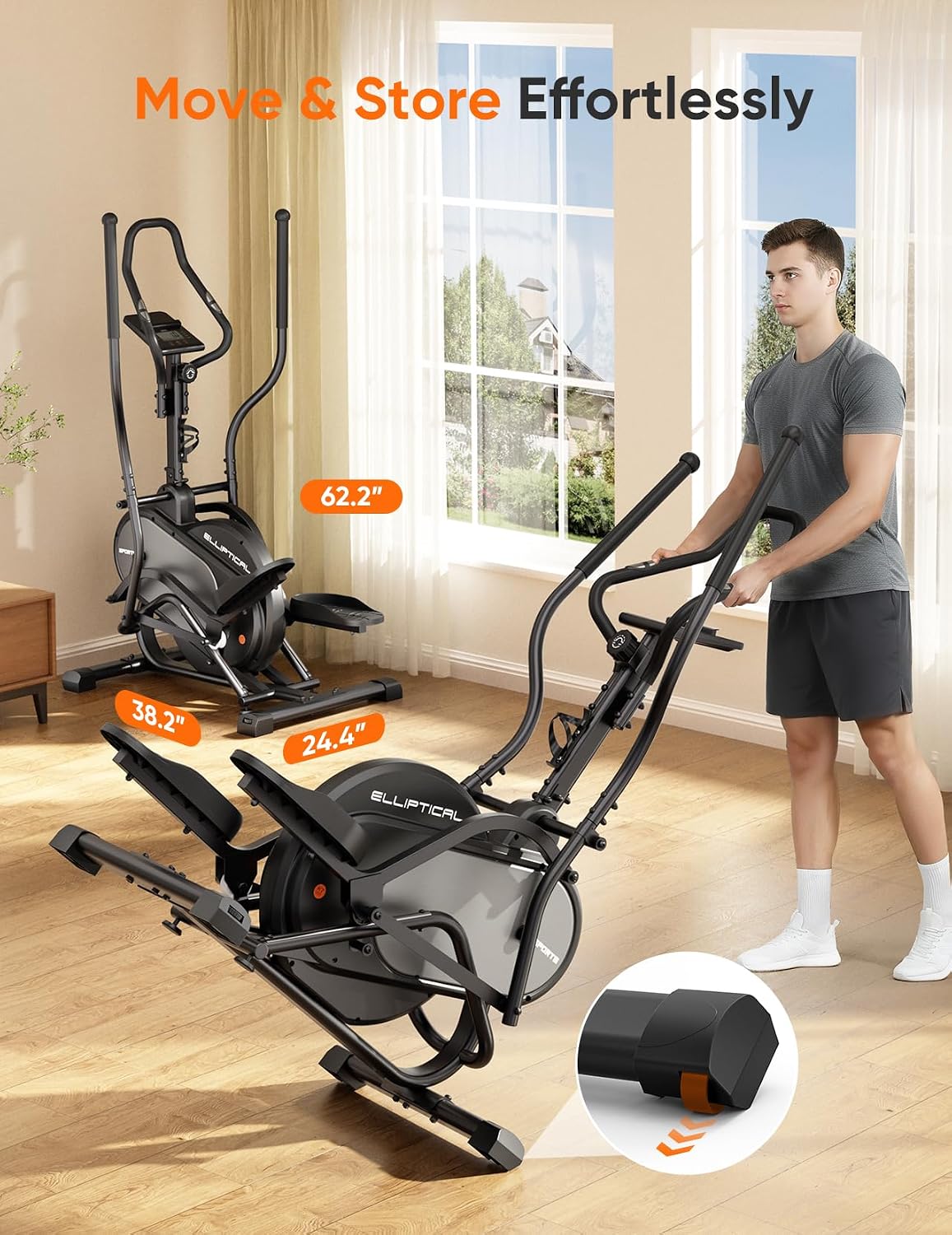 Dripex Elliptical Exercise Machine, 3-in-1 Cardio Climber Stepper Elliptical Machine for Home, Elliptical Training Machines with 16-Level Resistance