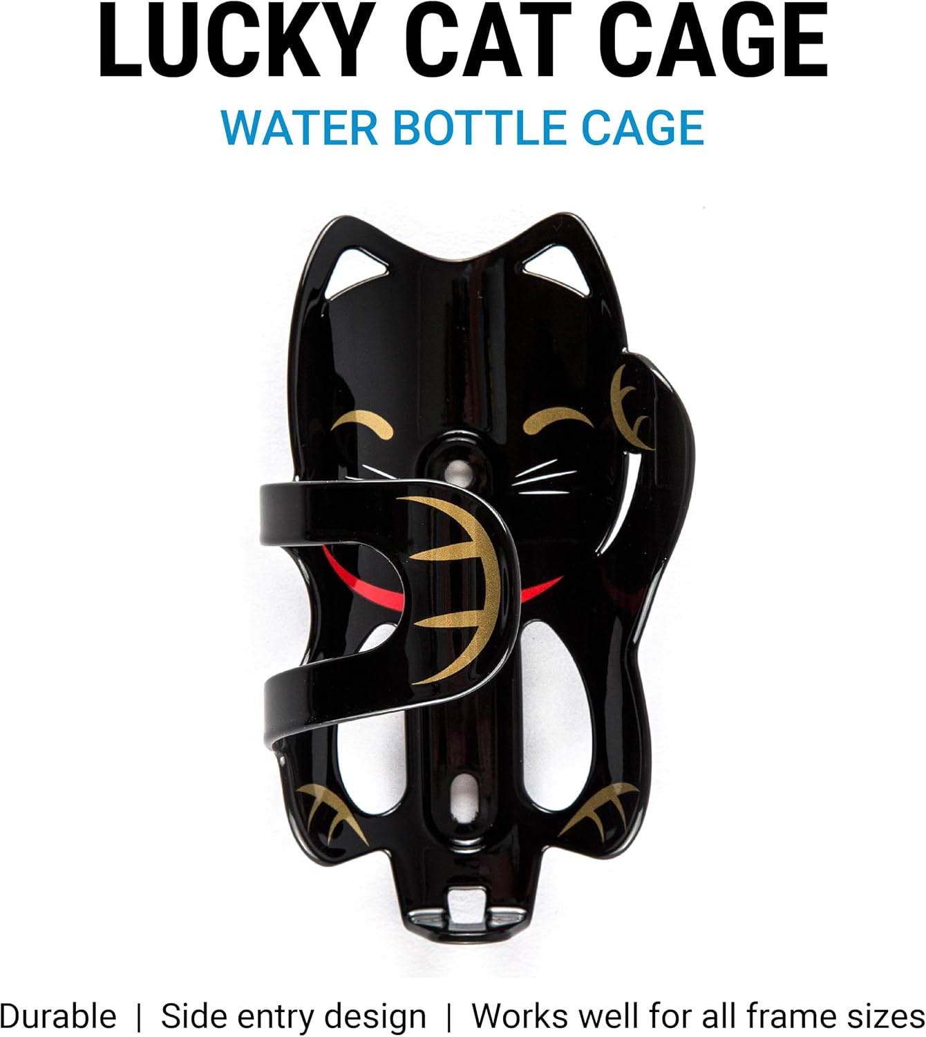 Portland Design Works Water Bottle Cage - Lightweight Water Bottle Holder for Bikes, Owl Cage, Black/Gold