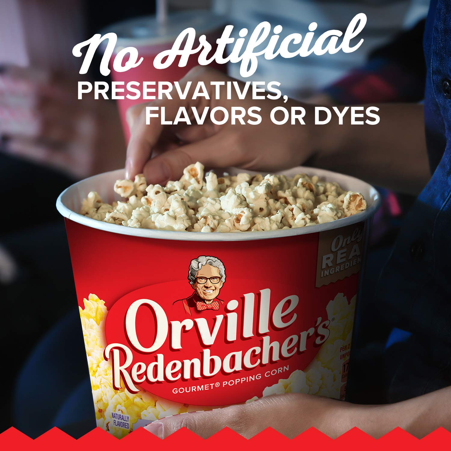 Orville Redenbacher’s Microwave Popcorn + Tub, Movie Theater Butter Flavor, 3g Fiber Per Serving, 3.9 oz. (12 Boxes)